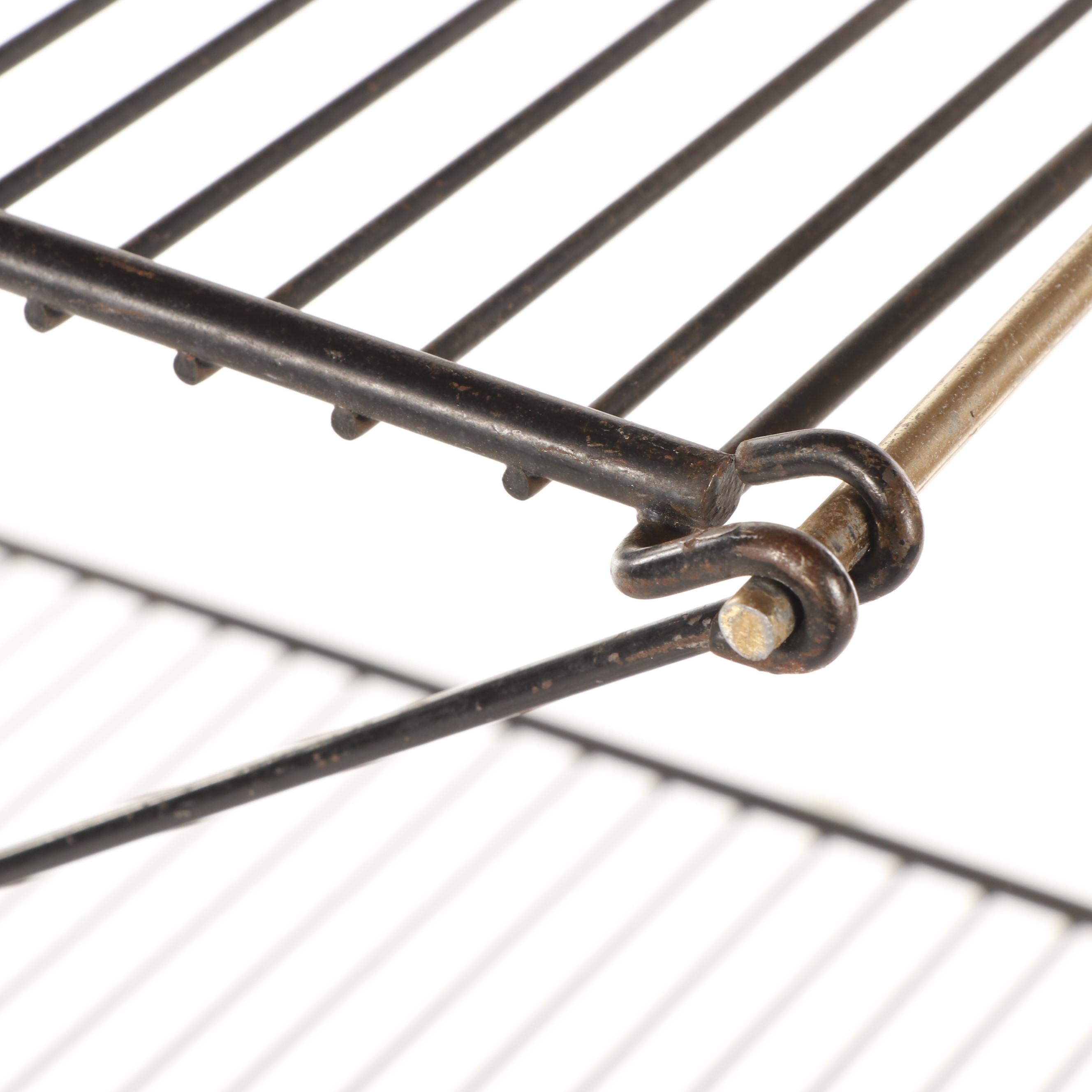 Mid Century Modern Four Tier Collapsable Black and Gold Tone Wire Rack