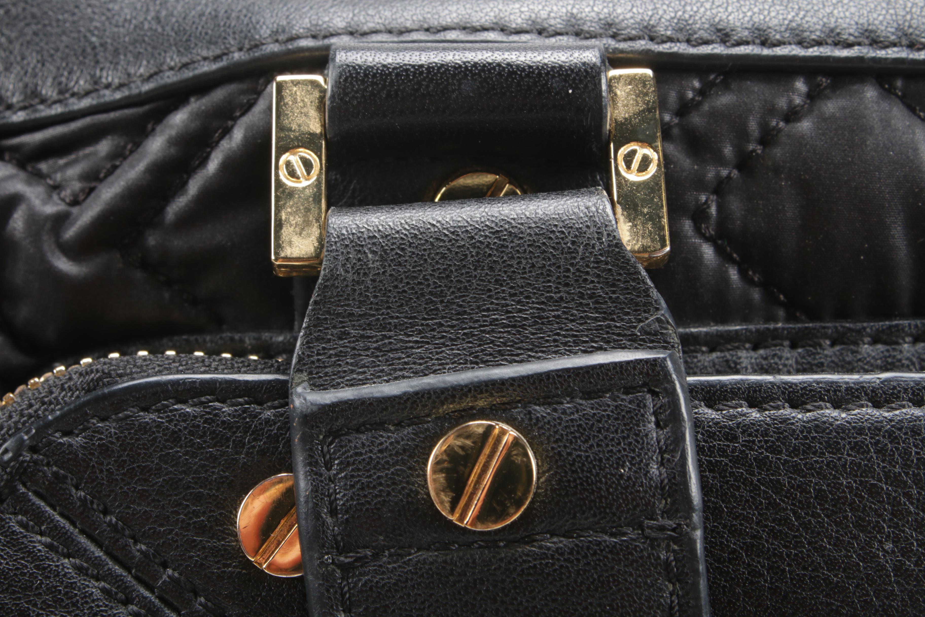 Tory Burch Black Leather and Quilted Nylon Crossbody Satchel with Shoulder Strap