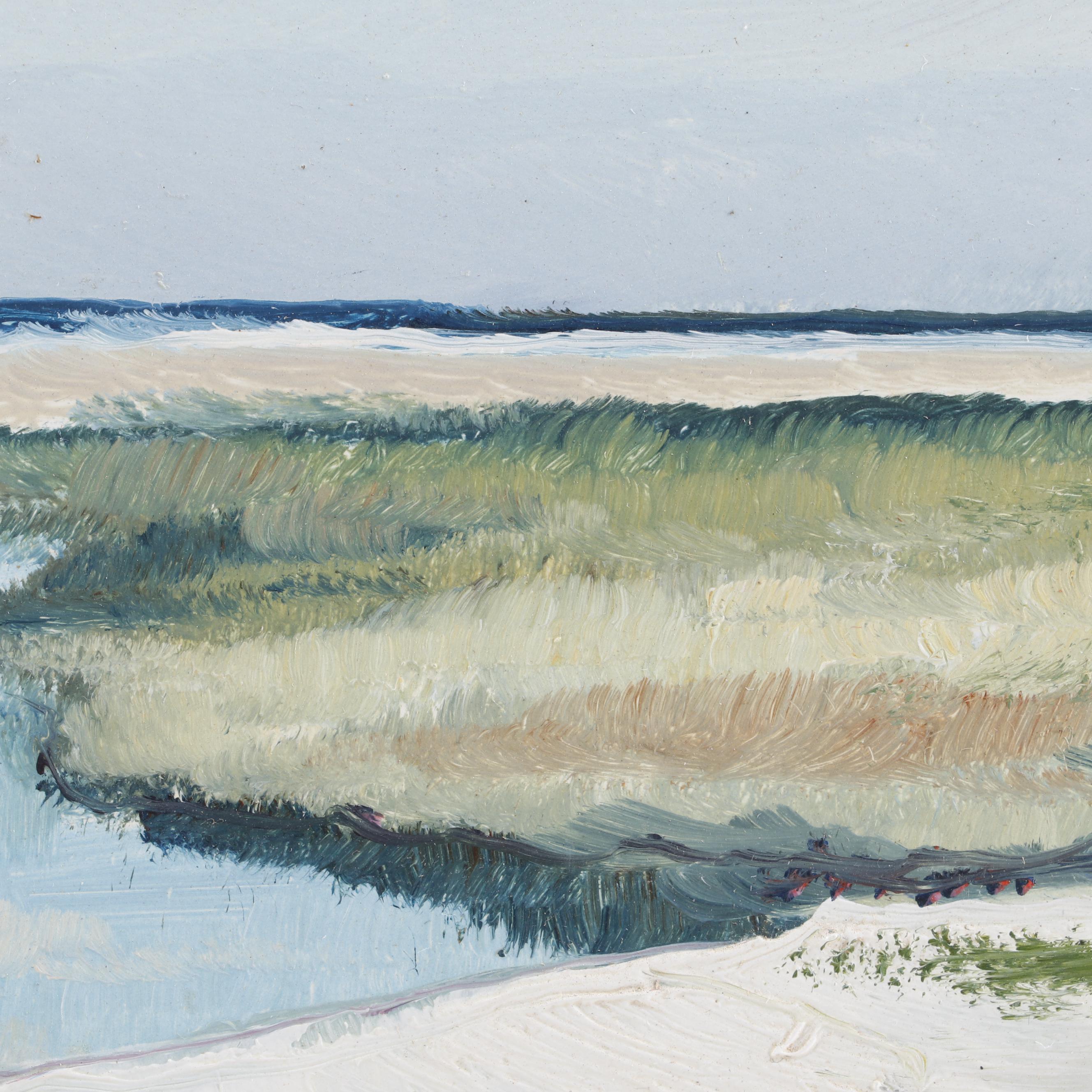 M.C. Waite Oil Painting of a Beach Scene