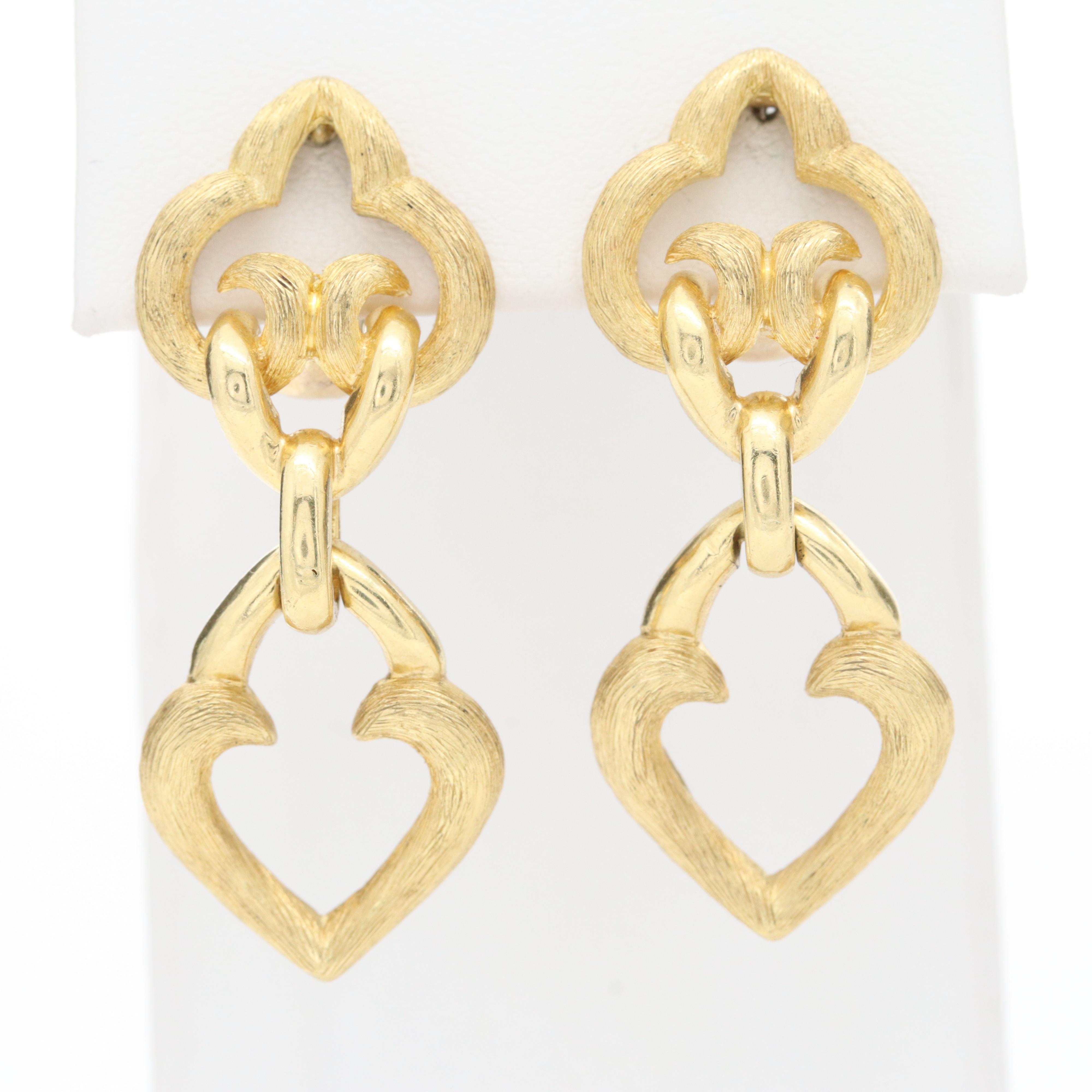 Henry Dunay 18K Yellow Gold Drop Earrings with "Sabi" Finish