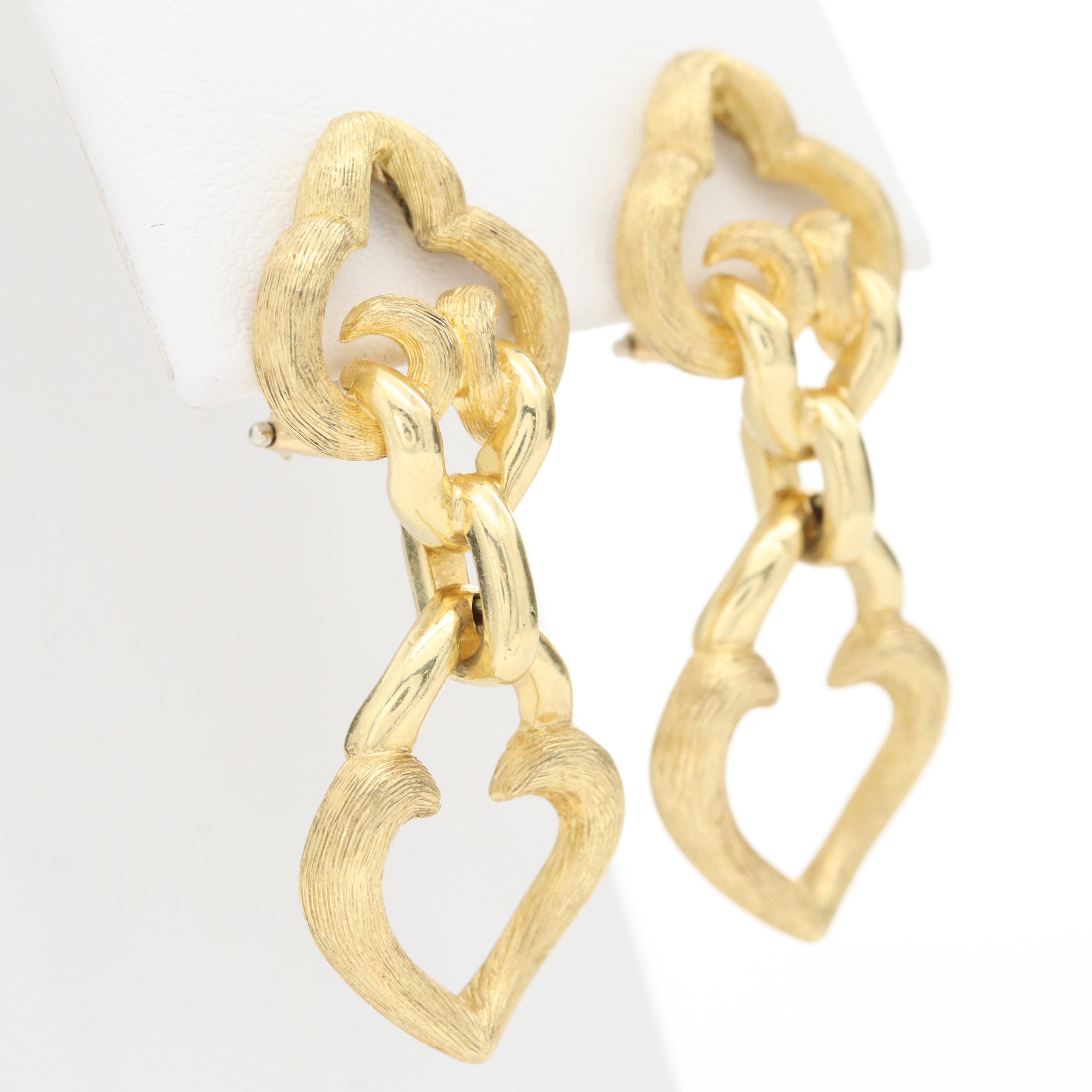 Henry Dunay 18K Yellow Gold Drop Earrings with "Sabi" Finish