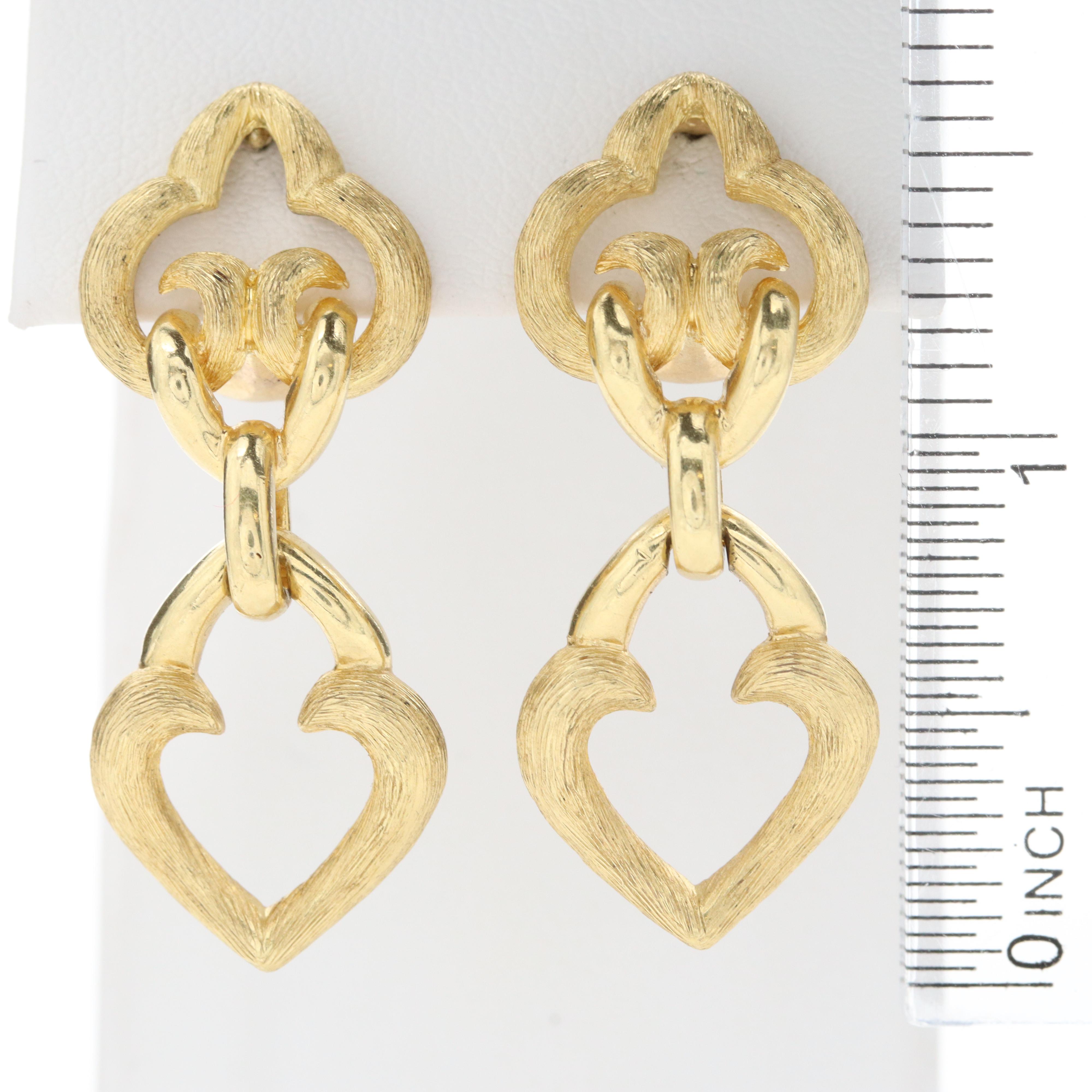 Henry Dunay 18K Yellow Gold Drop Earrings with "Sabi" Finish
