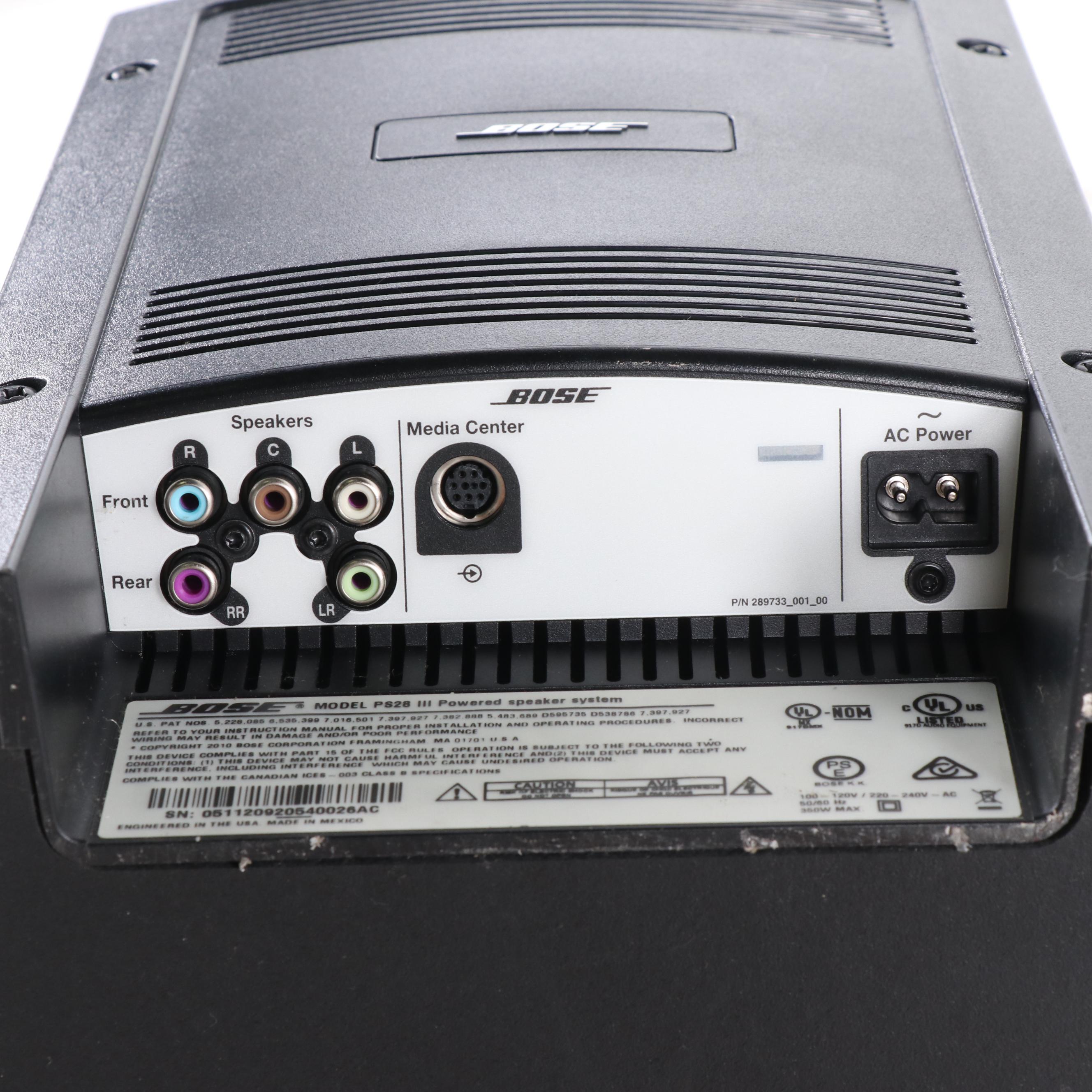 Bose AV35 Control Console Receiver and PS28 Speaker System