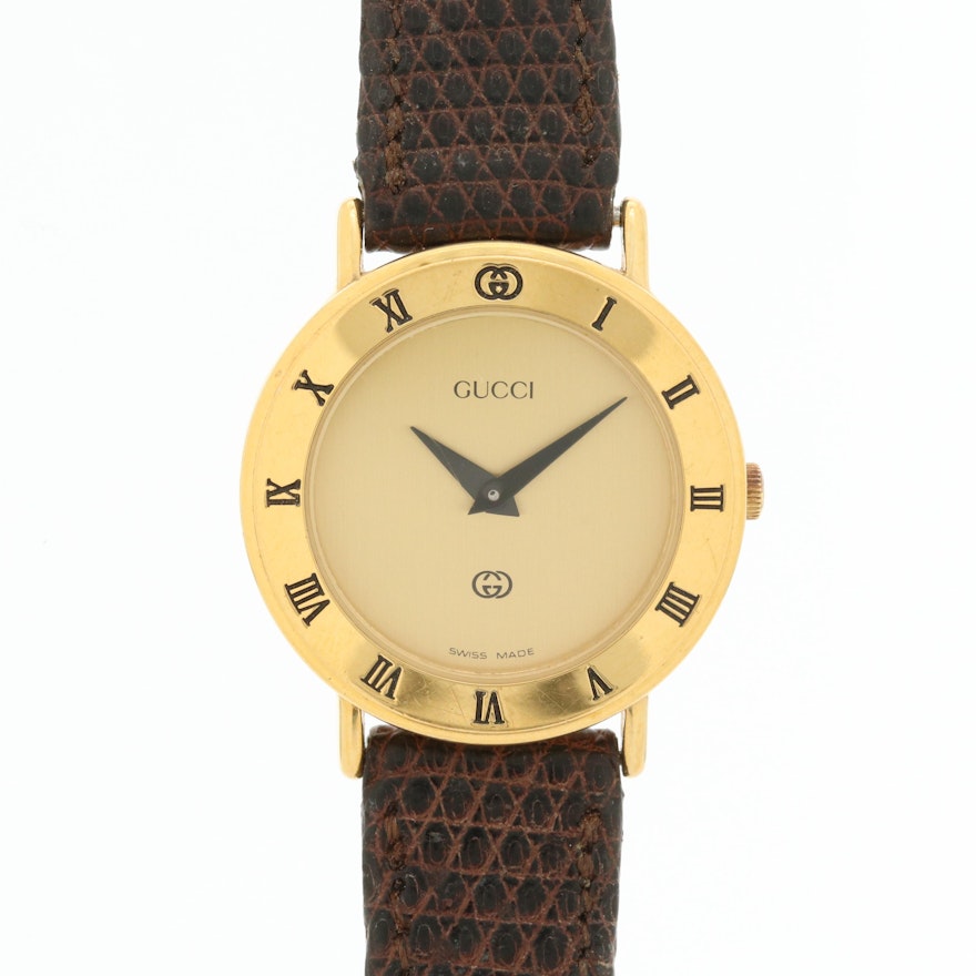 Vintage Gucci 3000L Gold Tone Quartz Wristwatch