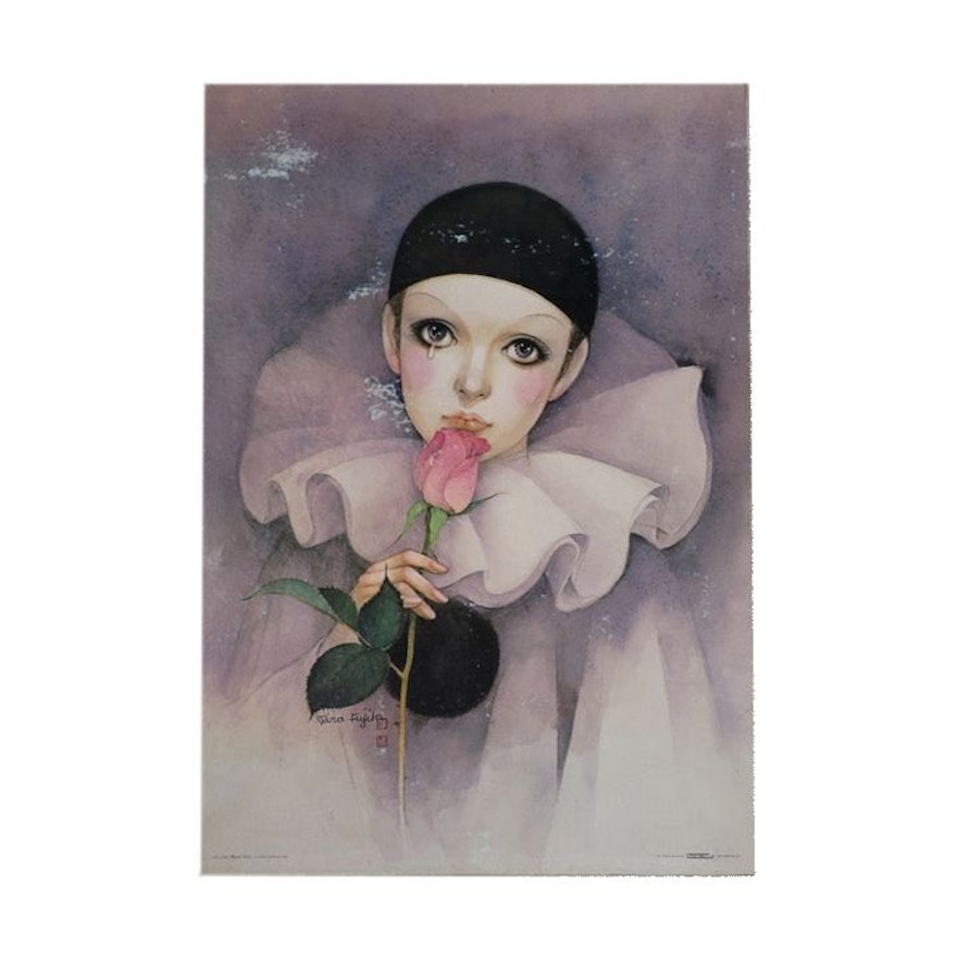Offset Lithograph after Mira Fujita "Rose, Pierrot Love"