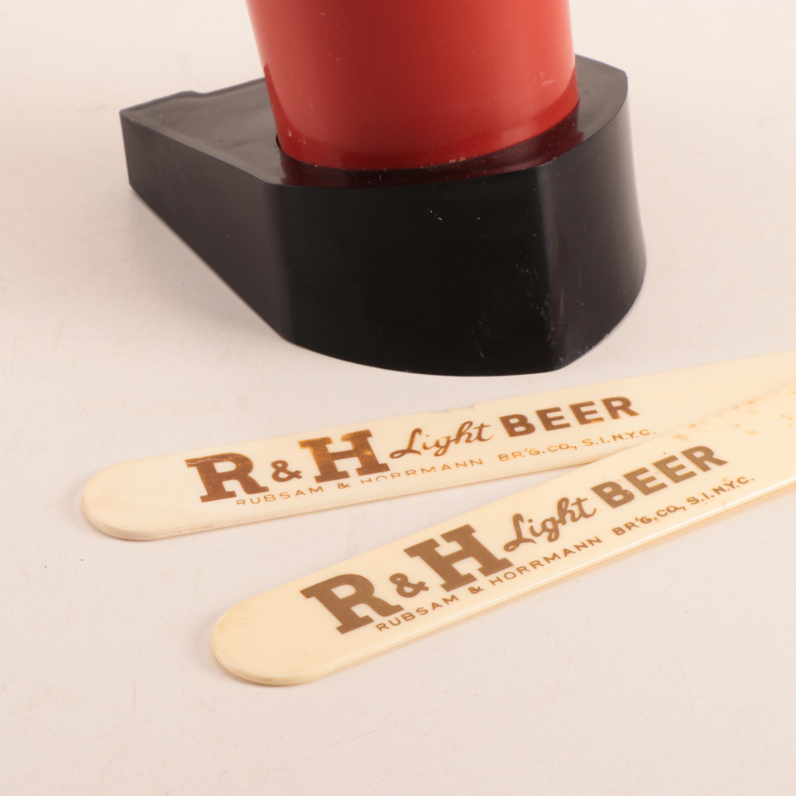 R&H Beer Brand Foam Scrapers and Frother Holder, Vintage
