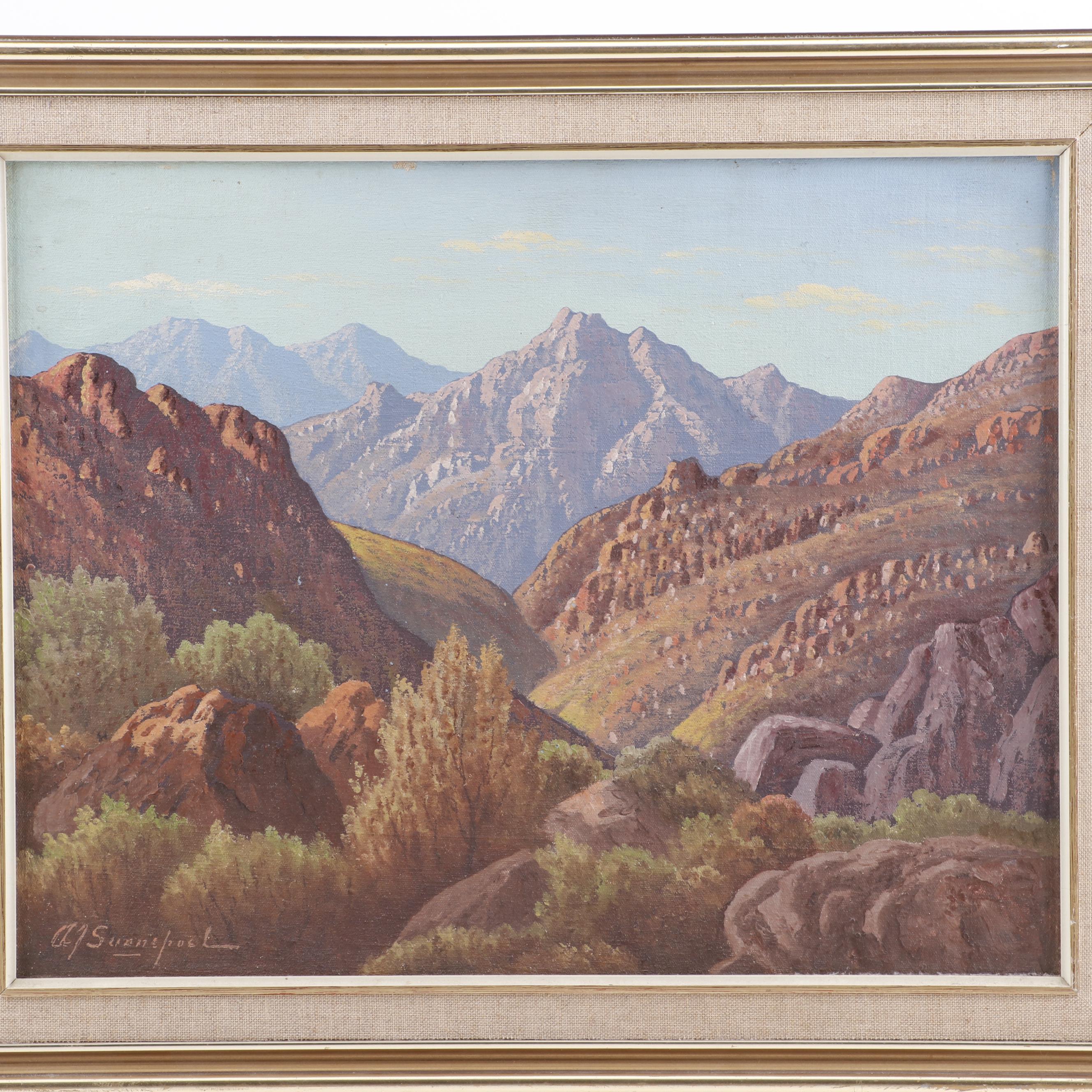 A.J. Swanepoel Landscape Oil Painting "Near Caledon - C.P."