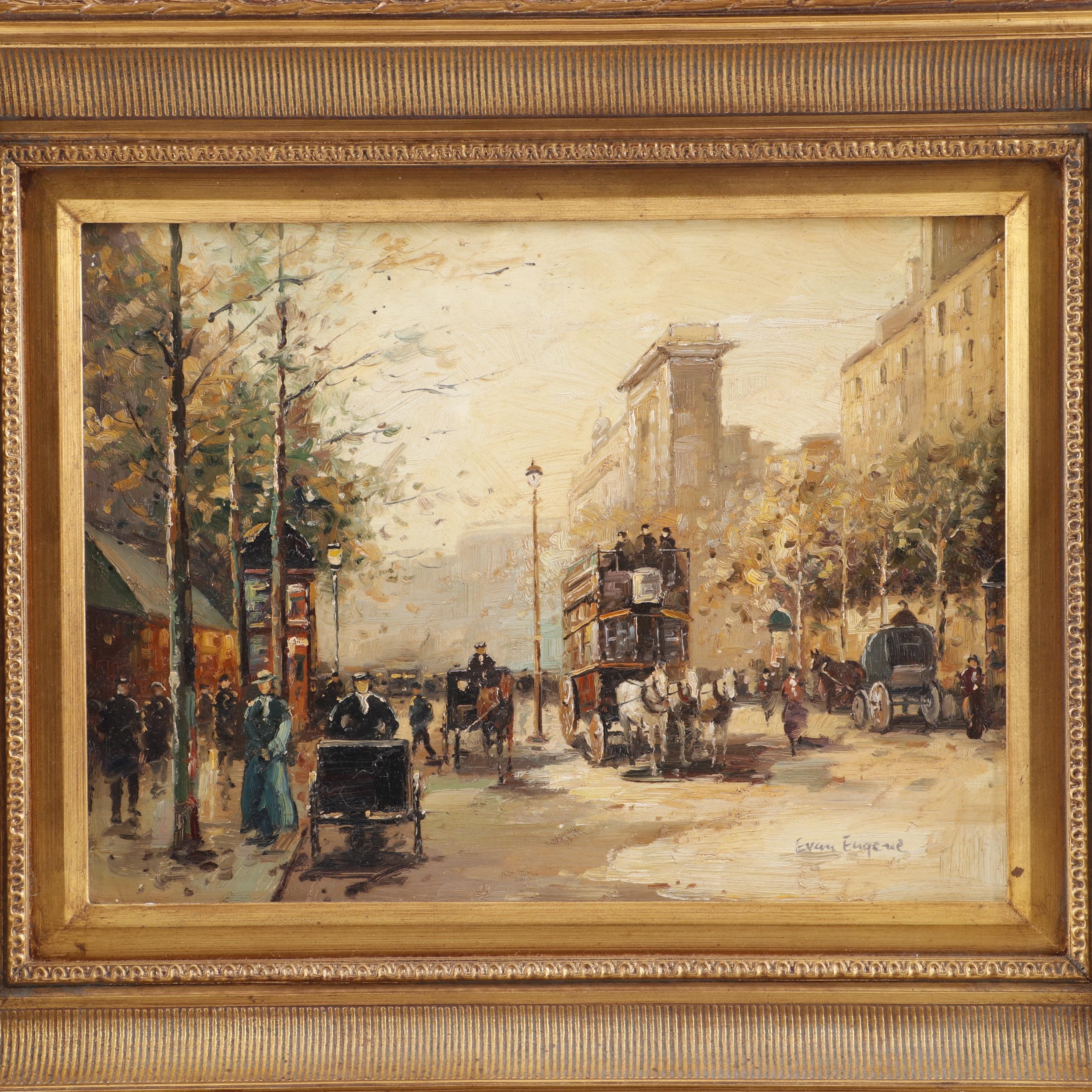 Evan Eugene Impressionist Style Oil Painting of a Street Scene