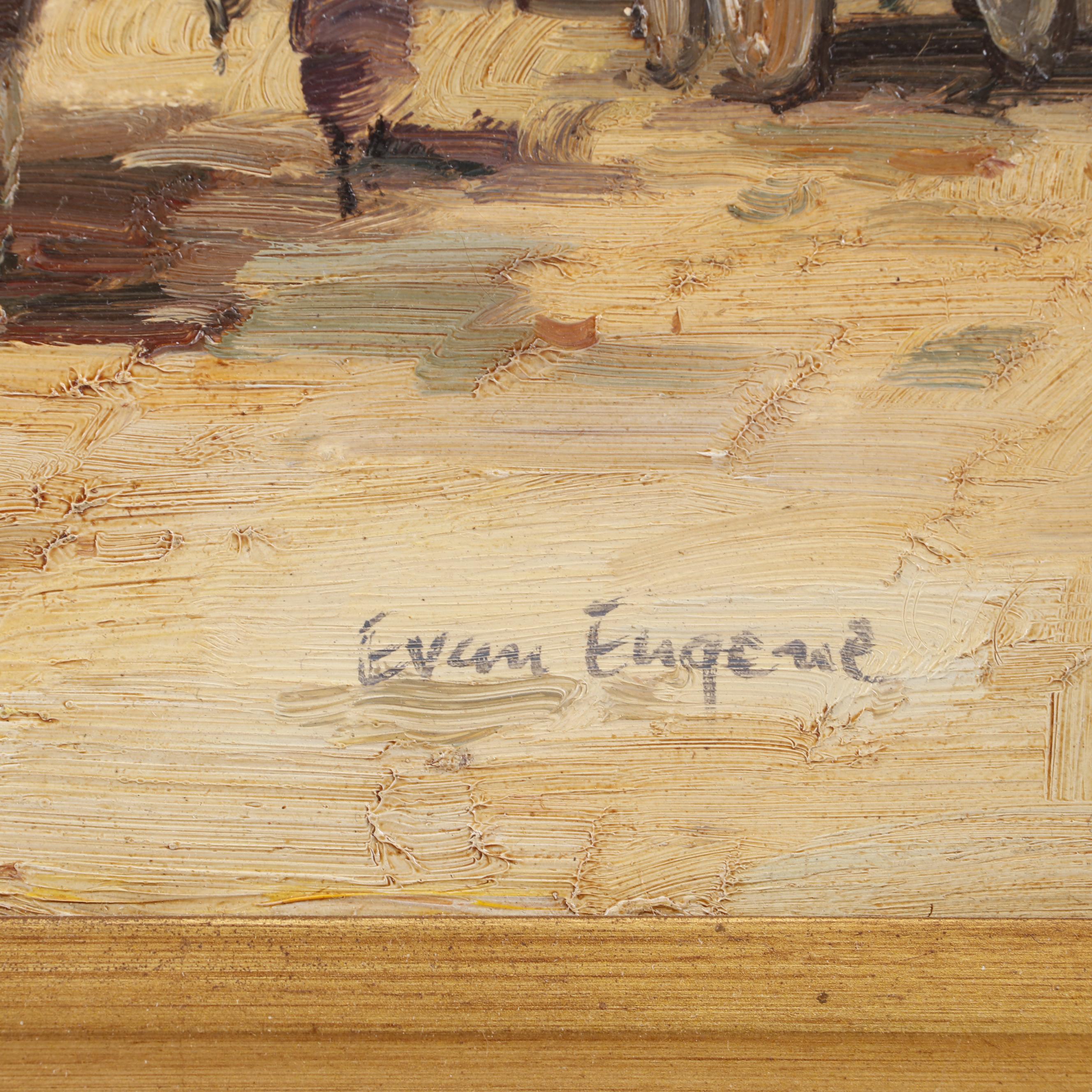 Evan Eugene Impressionist Style Oil Painting of a Street Scene