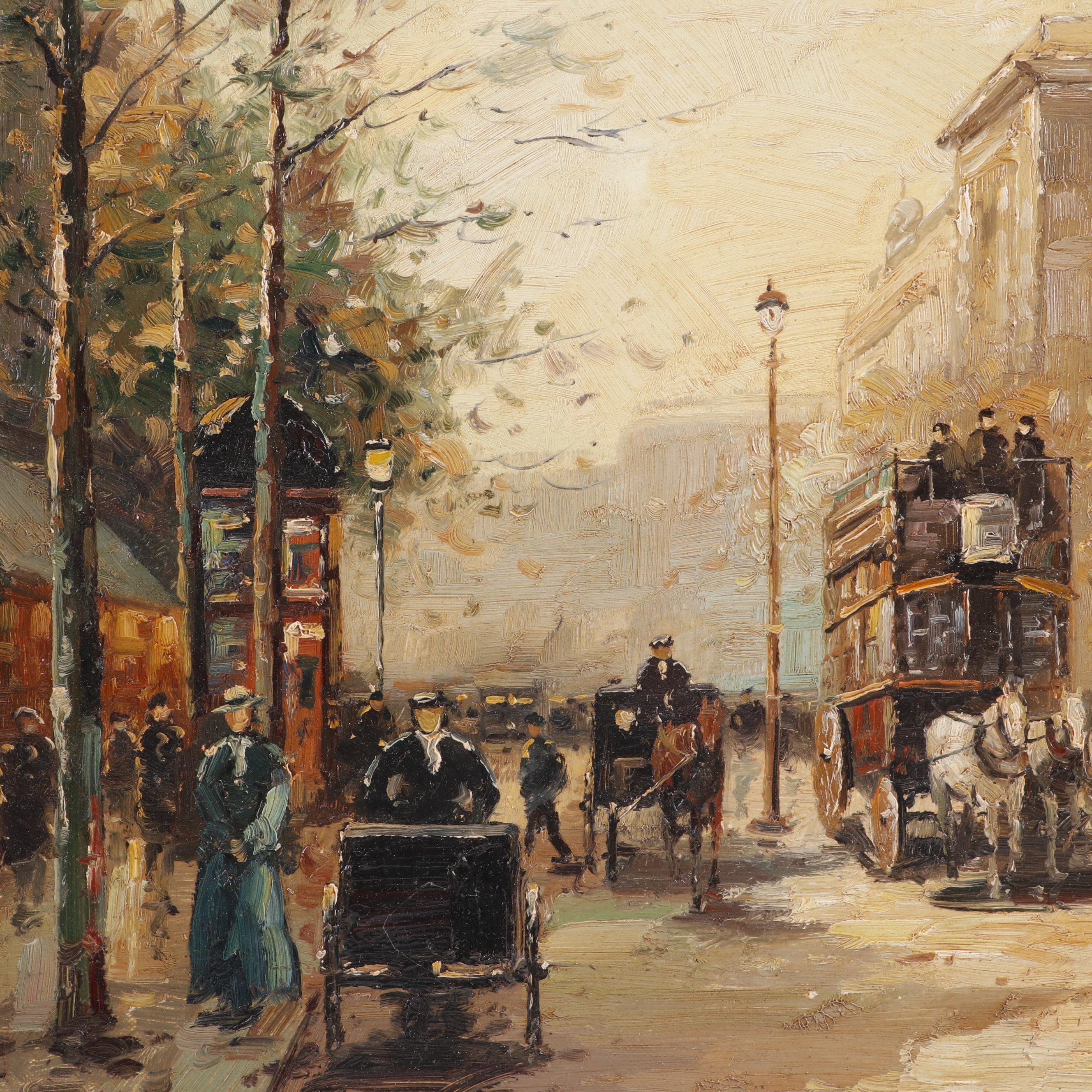 Evan Eugene Impressionist Style Oil Painting of a Street Scene