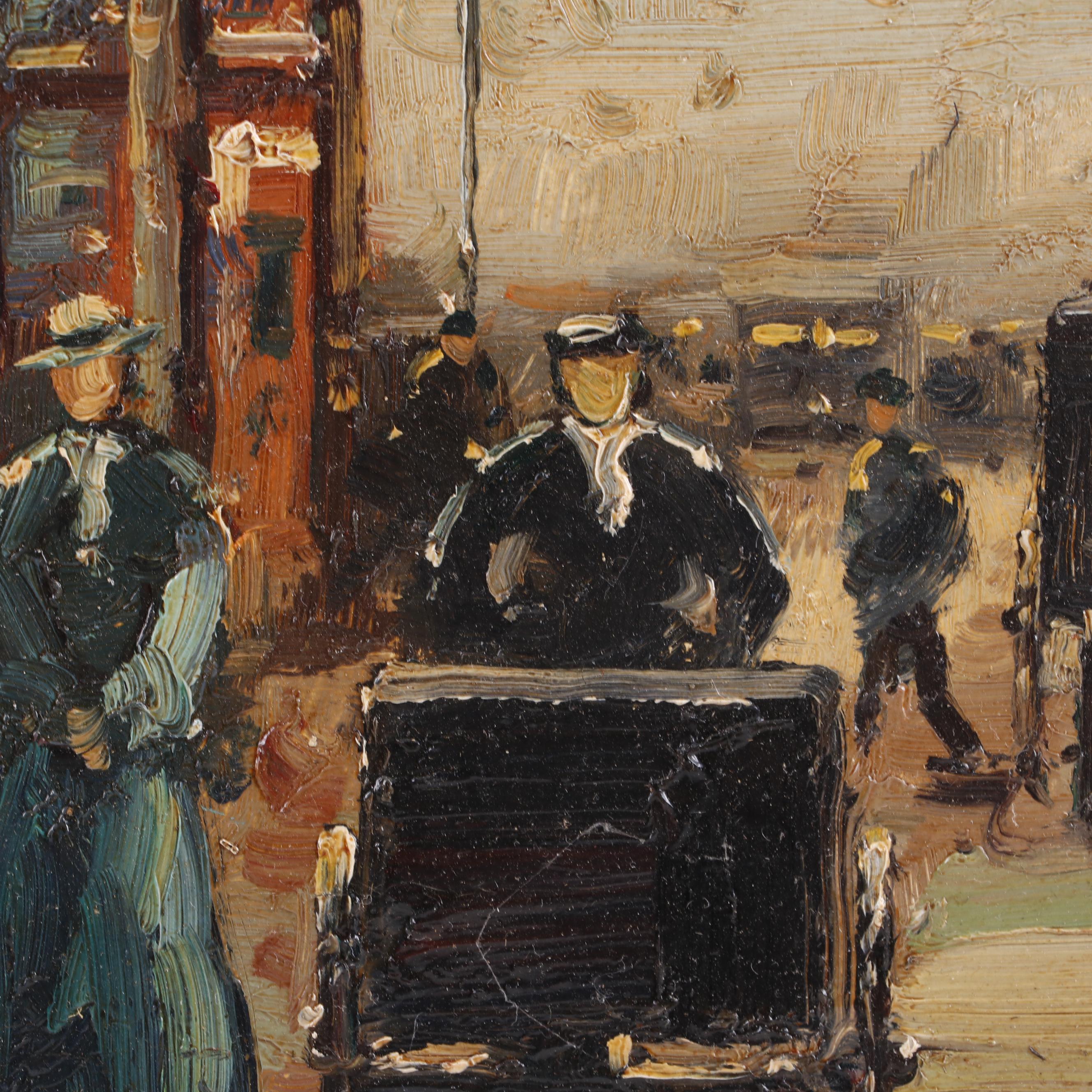 Evan Eugene Impressionist Style Oil Painting of a Street Scene