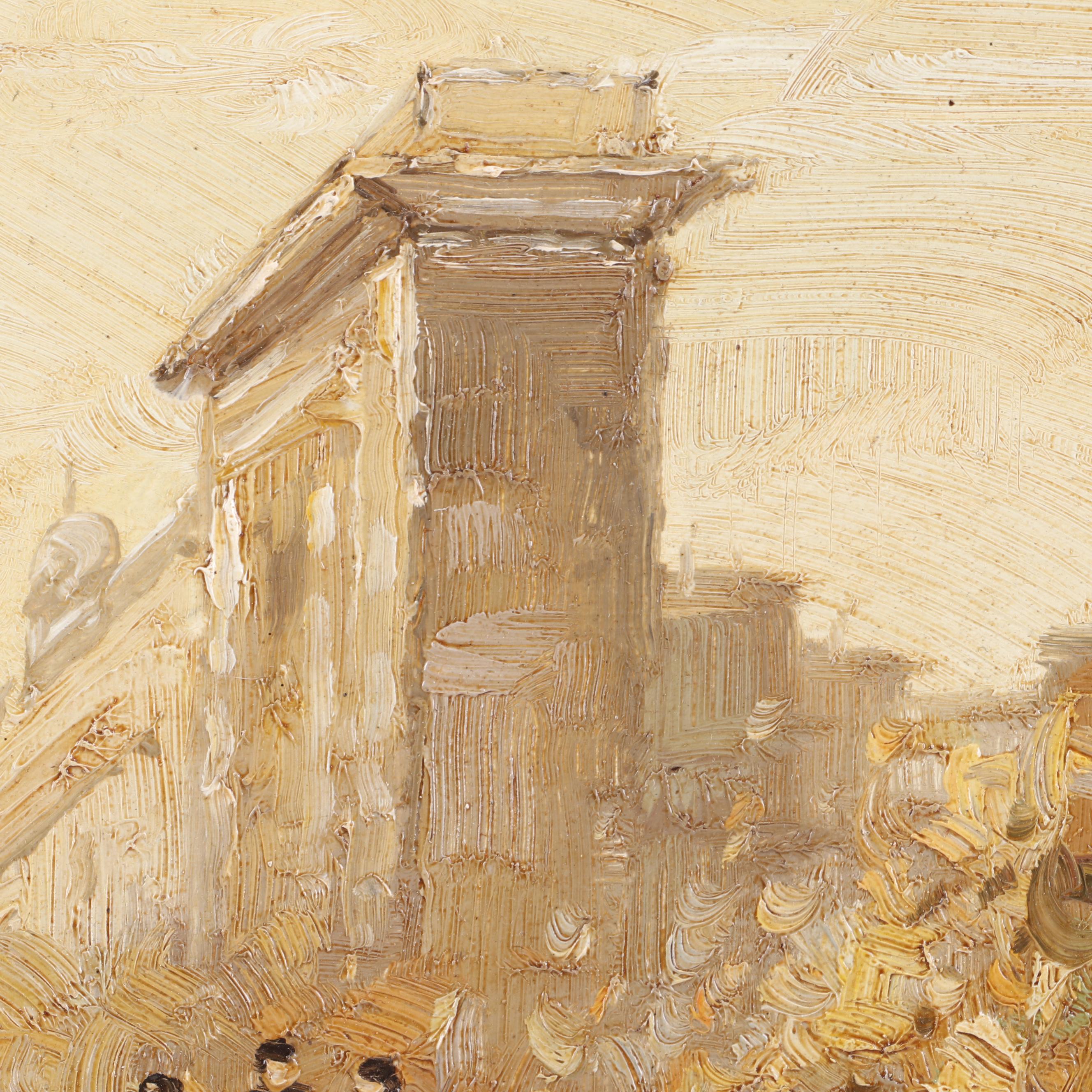 Evan Eugene Impressionist Style Oil Painting of a Street Scene