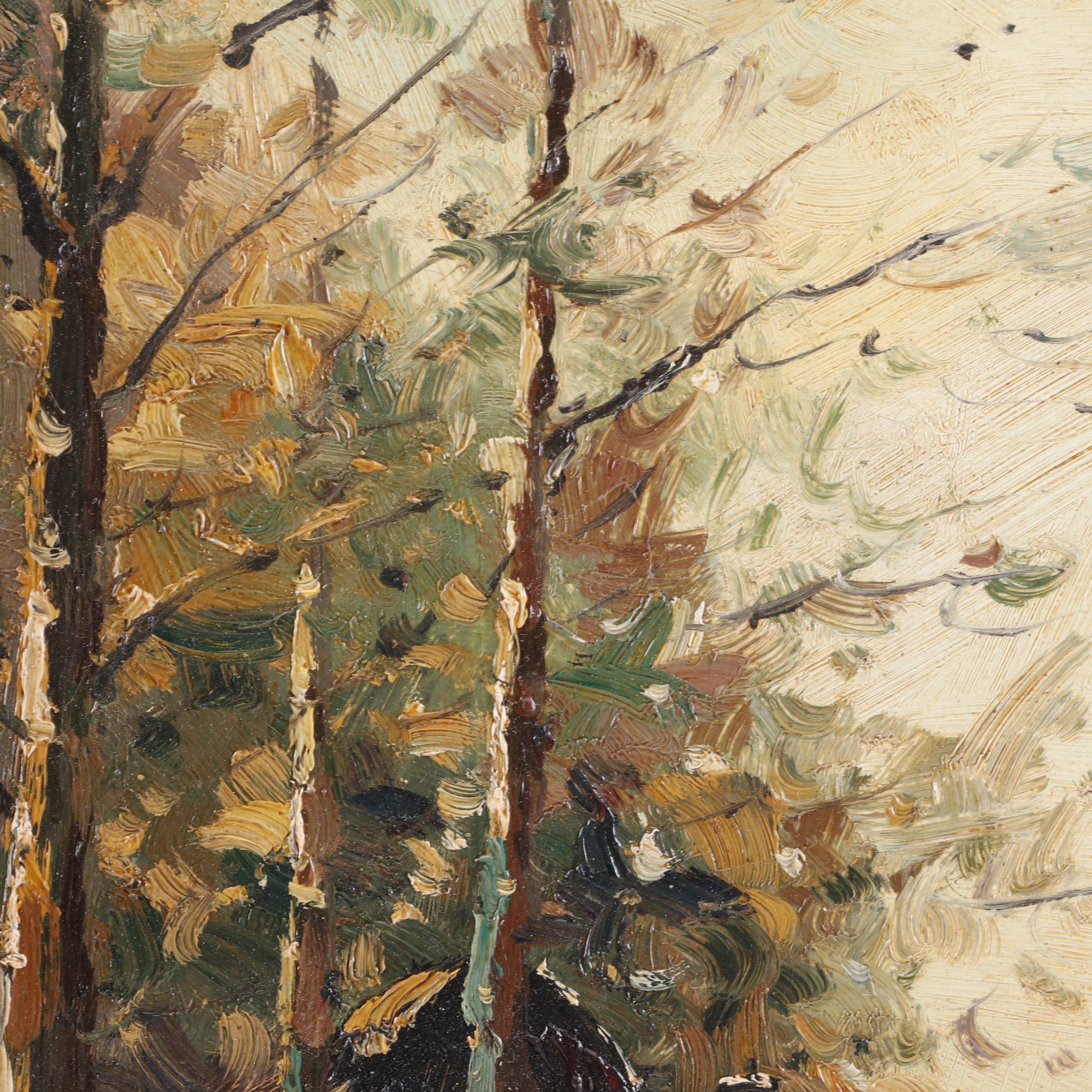 Evan Eugene Impressionist Style Oil Painting of a Street Scene