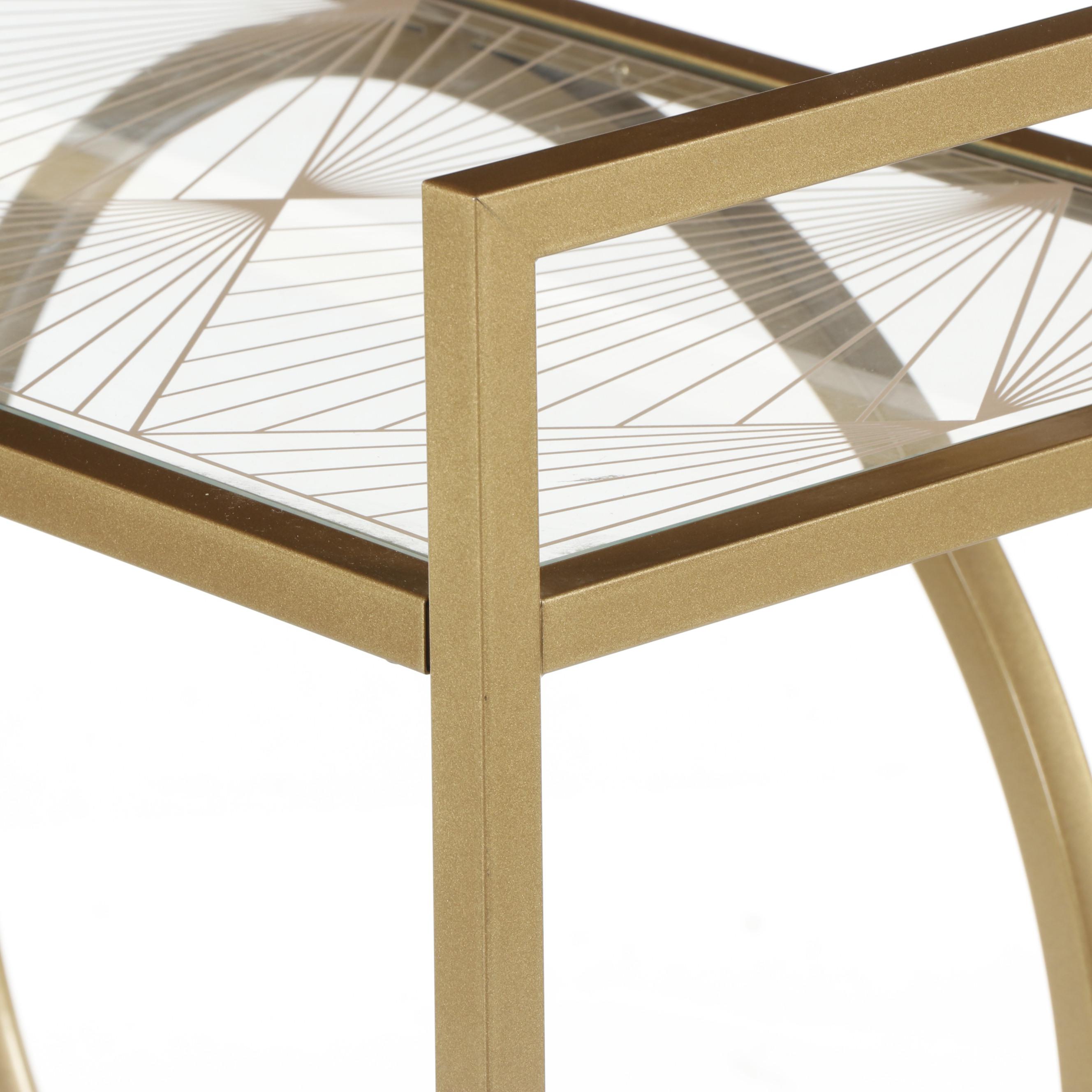 Modern Art Deco Style Gold Tone Metal Bar Cart