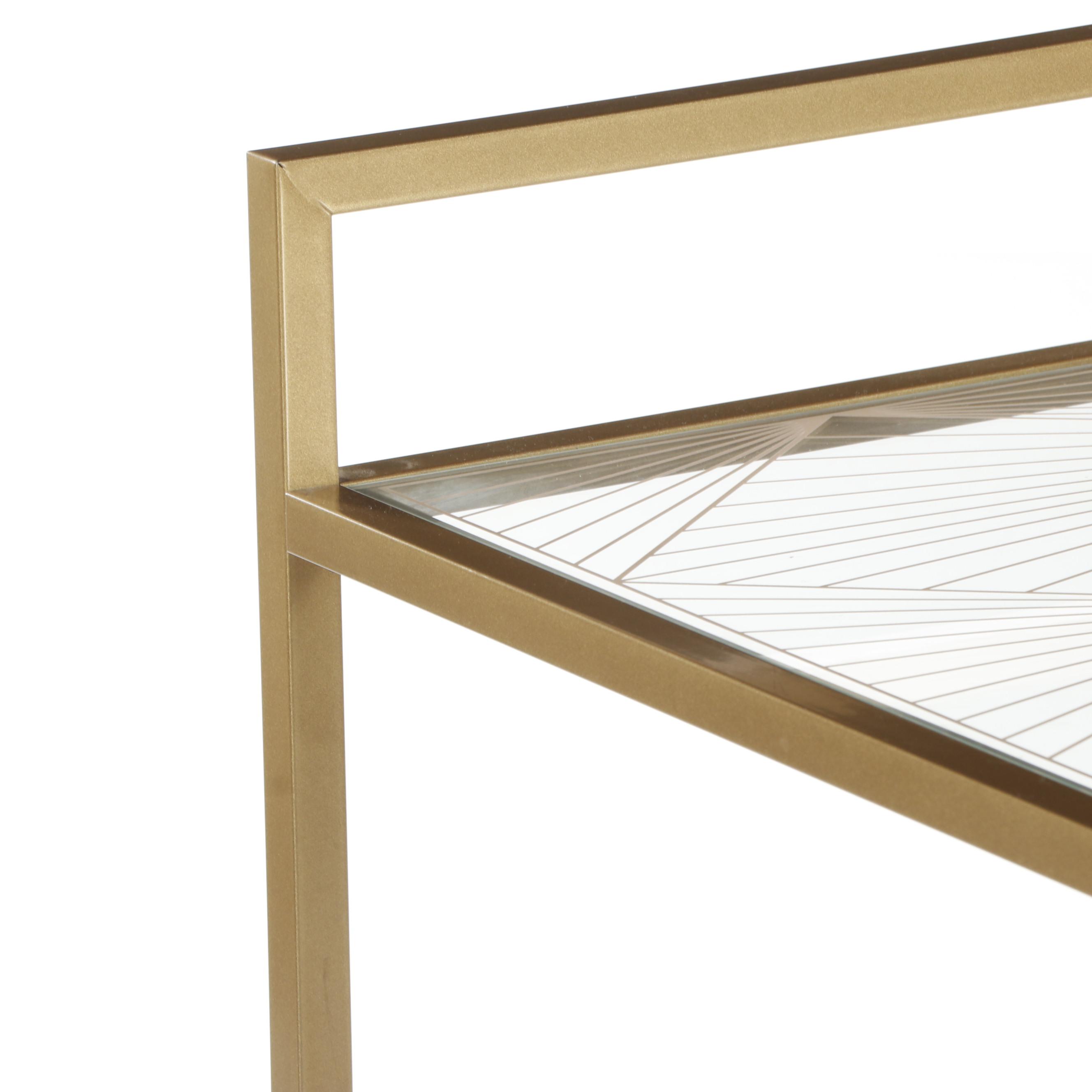 Modern Art Deco Style Gold Tone Metal Bar Cart