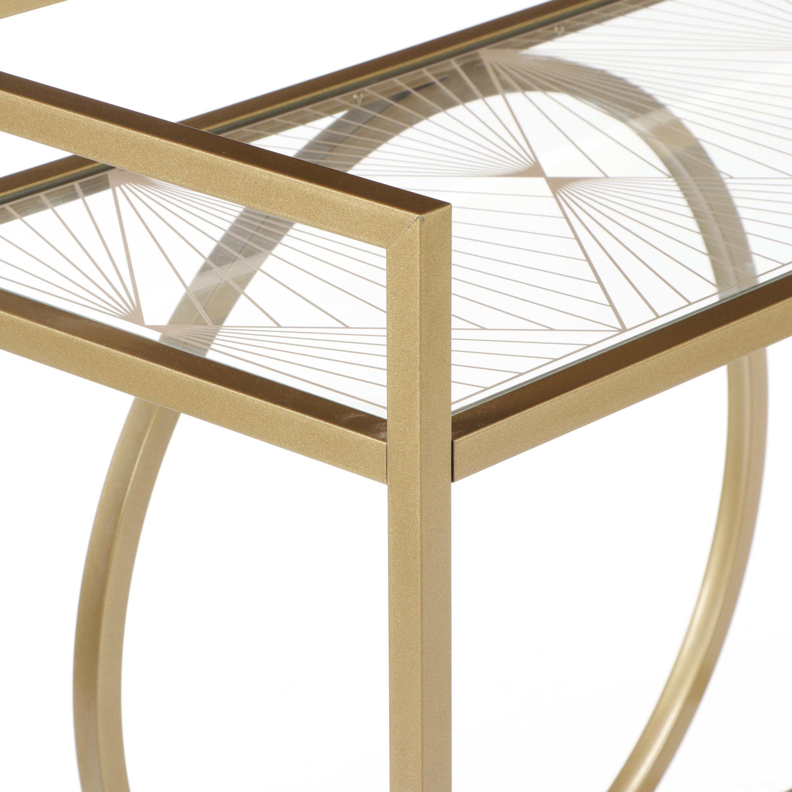 Modern Art Deco Style Gold Tone Metal Bar Cart