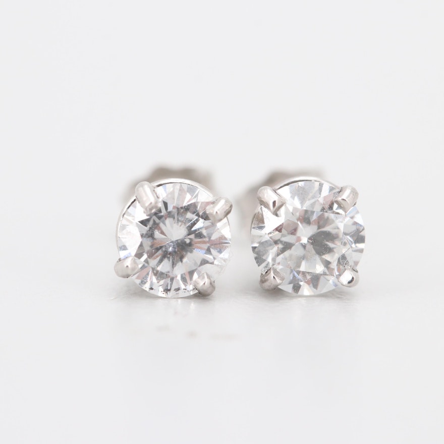 Platinum 1.24 CTW Diamond Stud Earrings