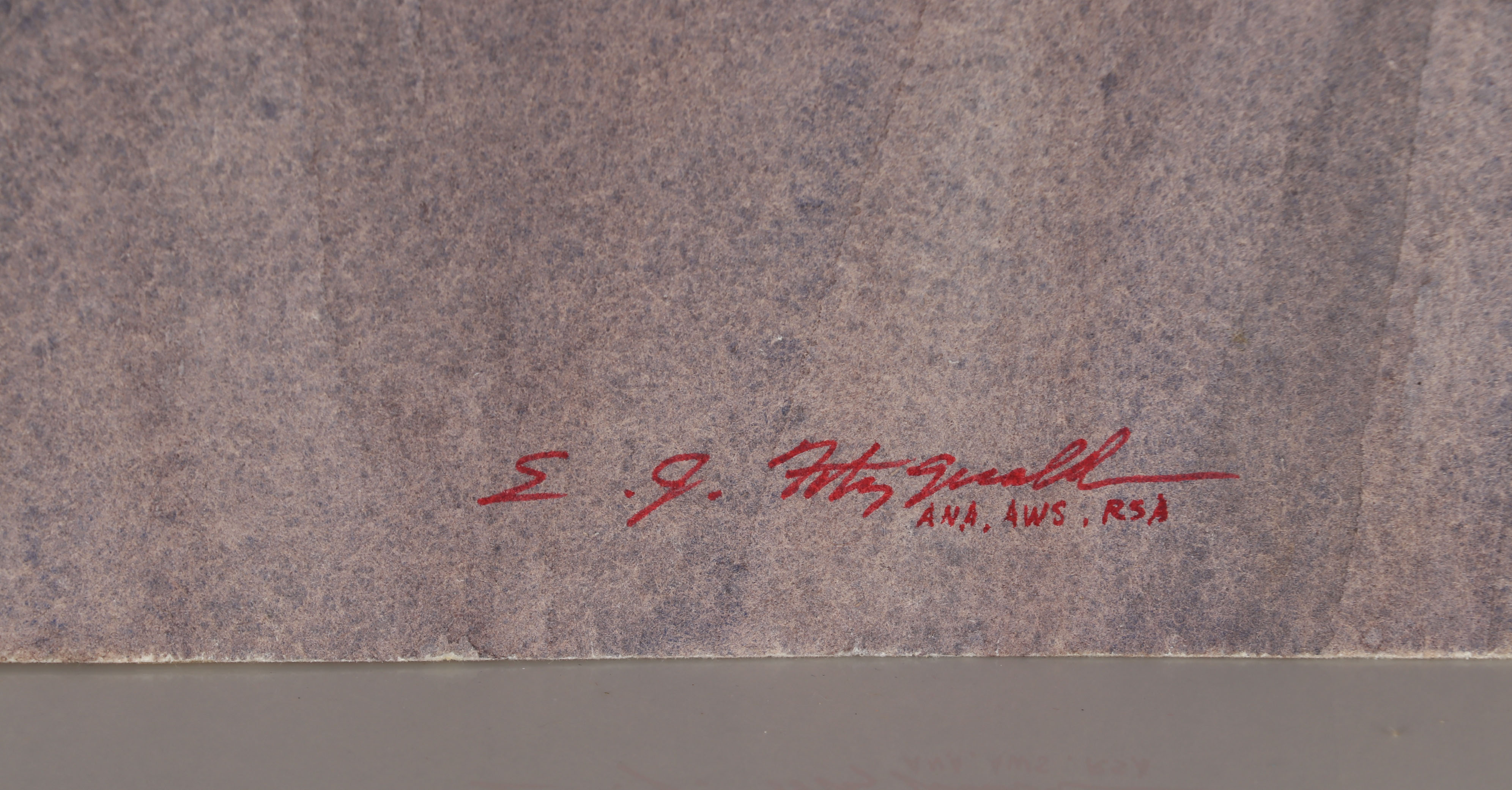 Edmond Fitzgerald Watercolor Painting of Vanitas Still Life with Skull