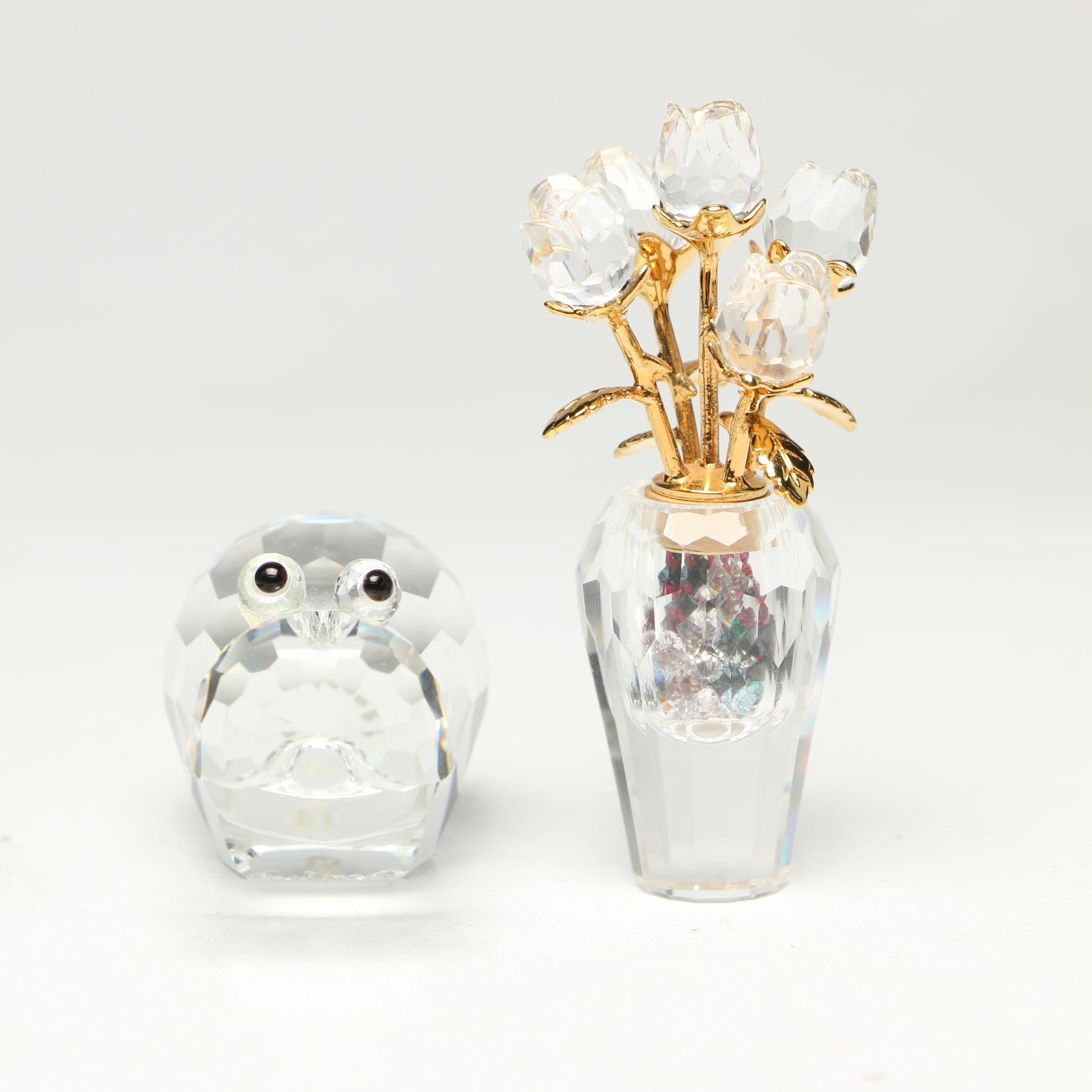 Swarovski "Spring Flower Vase" and "Hippopotamus" Figurines