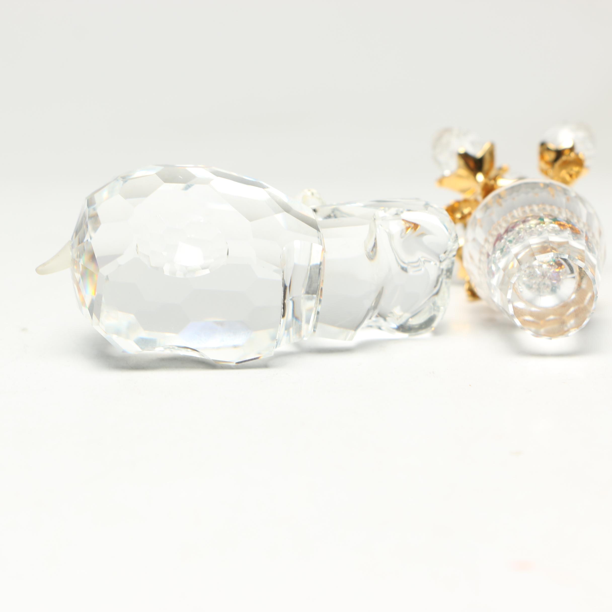 Swarovski "Spring Flower Vase" and "Hippopotamus" Figurines