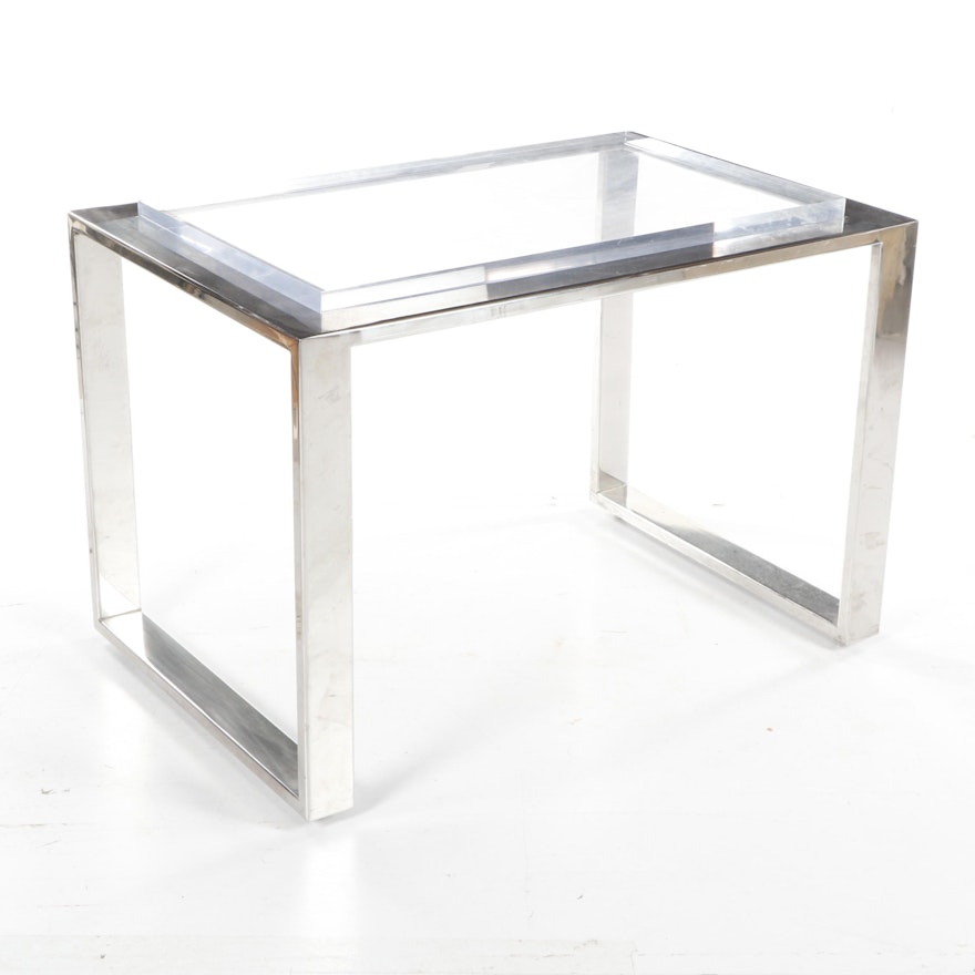 Mid-Century Modern Chrome and Lucite Table