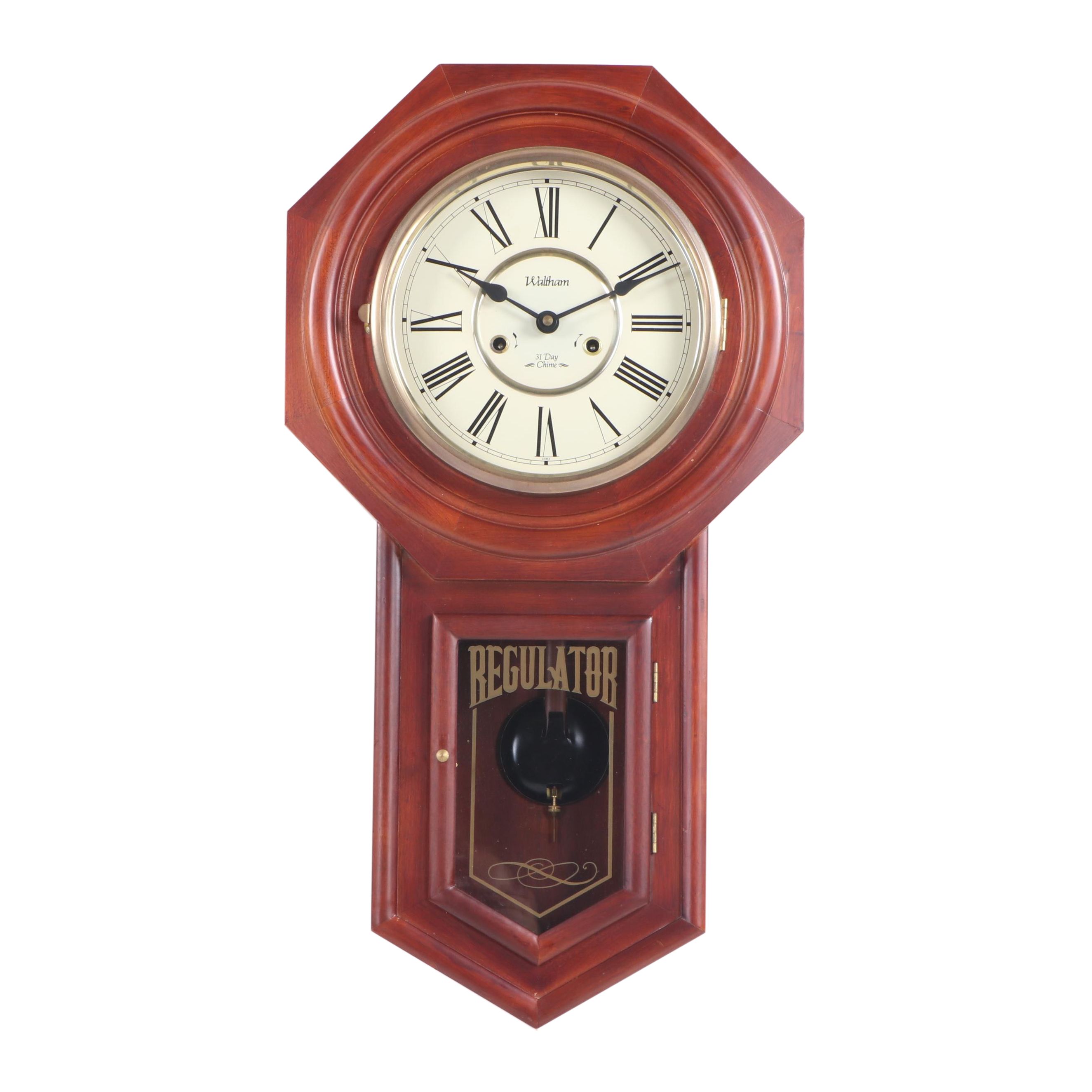 Waltham 31 Day Chime Regulator Wall Clock, Late 20th Century