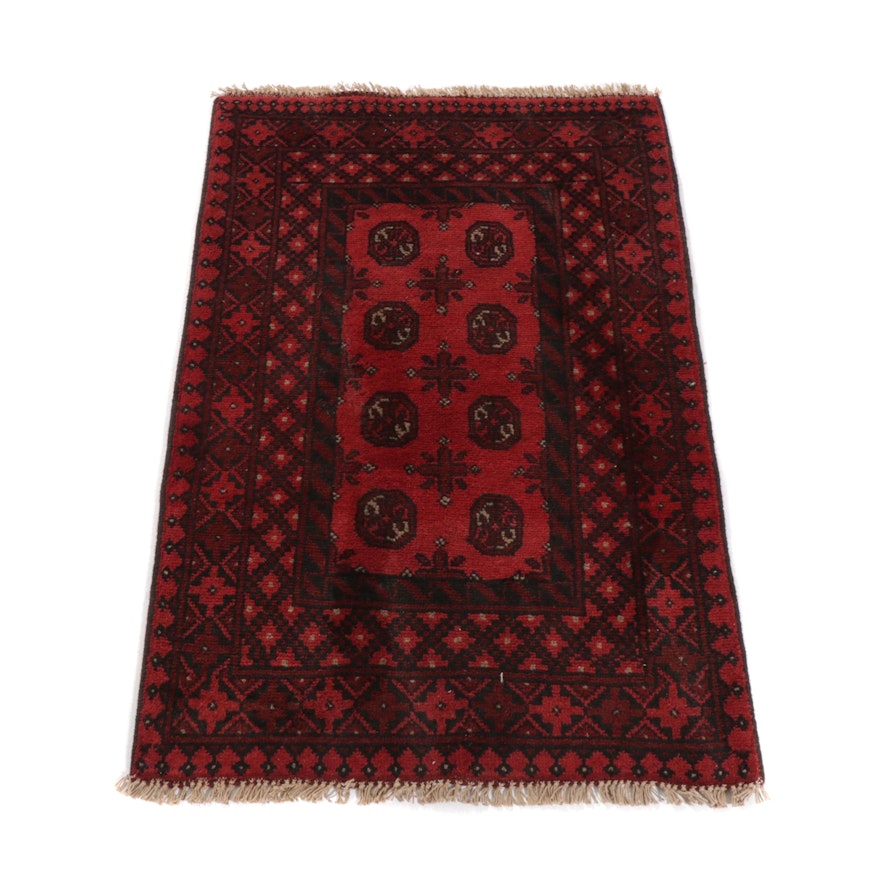 2'8 x 4'3 Hand-Knotted Afghani Turkomen Rug