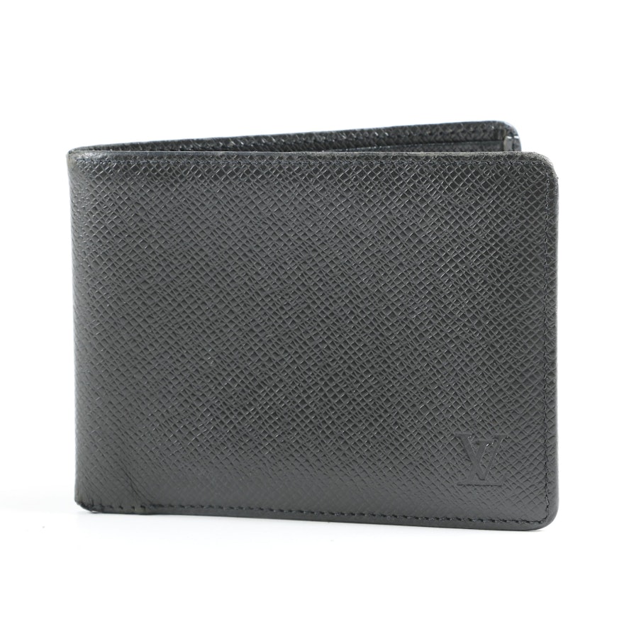Louis Vuitton Paris Multiple Wallet in Black Taiga Leather, Made in France