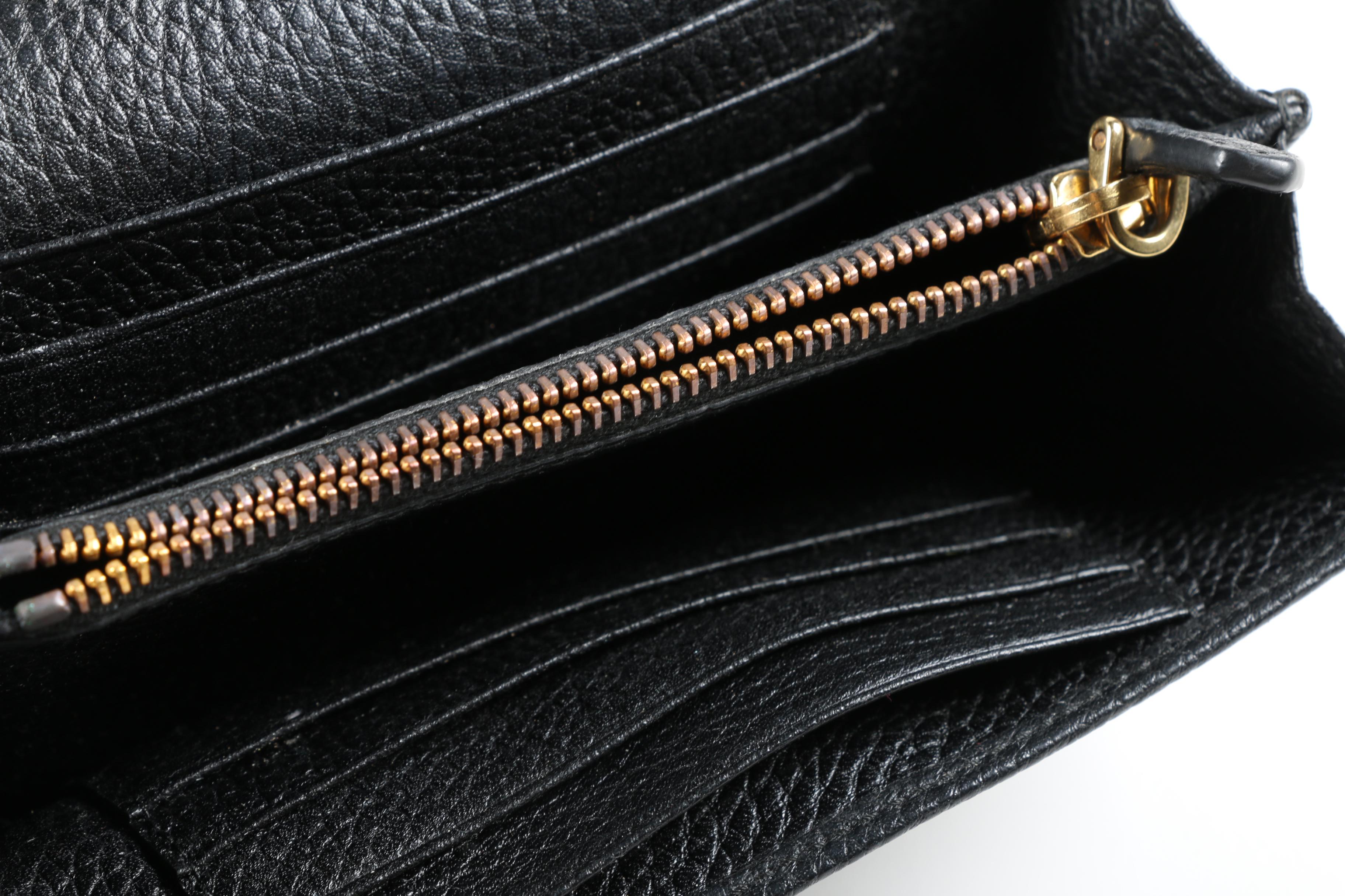 Prada Portafoglio Pattina Flap Wallet in Black Vitello Grain Leather