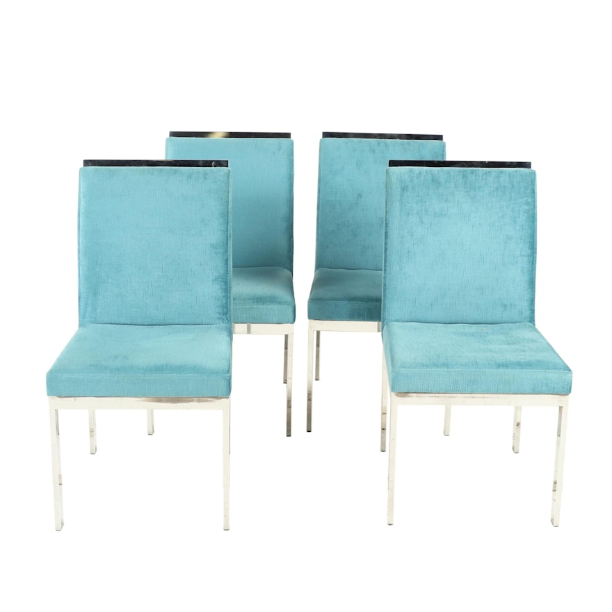 Four Blue Upholstered Chairs