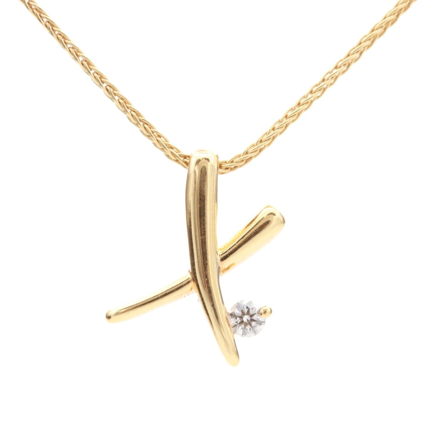 Hearts on Fire 18K Yellow Gold Diamond "X" Pendant Necklace