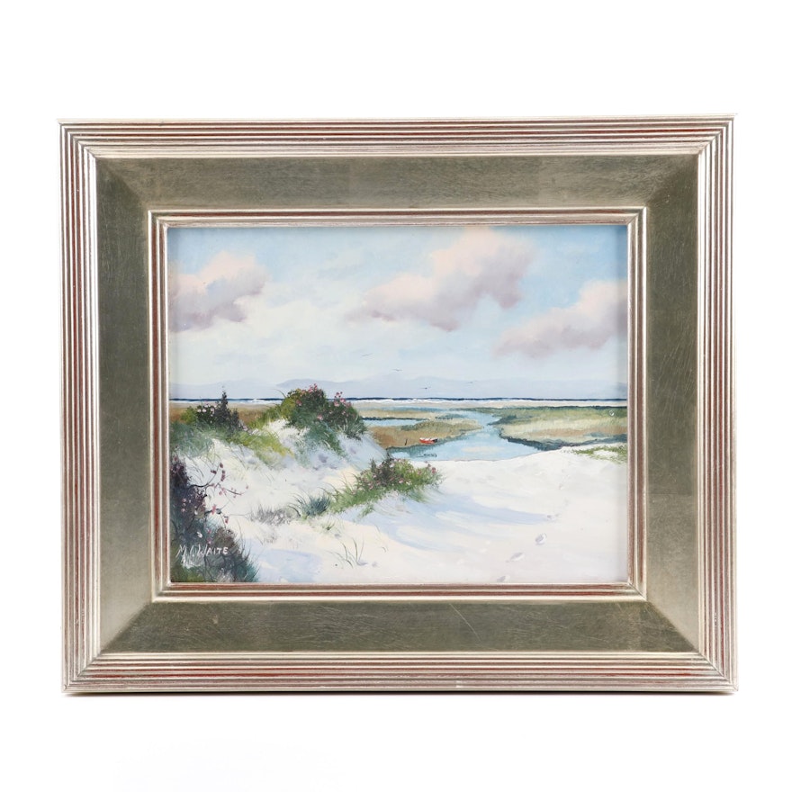 M.C. Waite Oil Painting of a Beach Scene