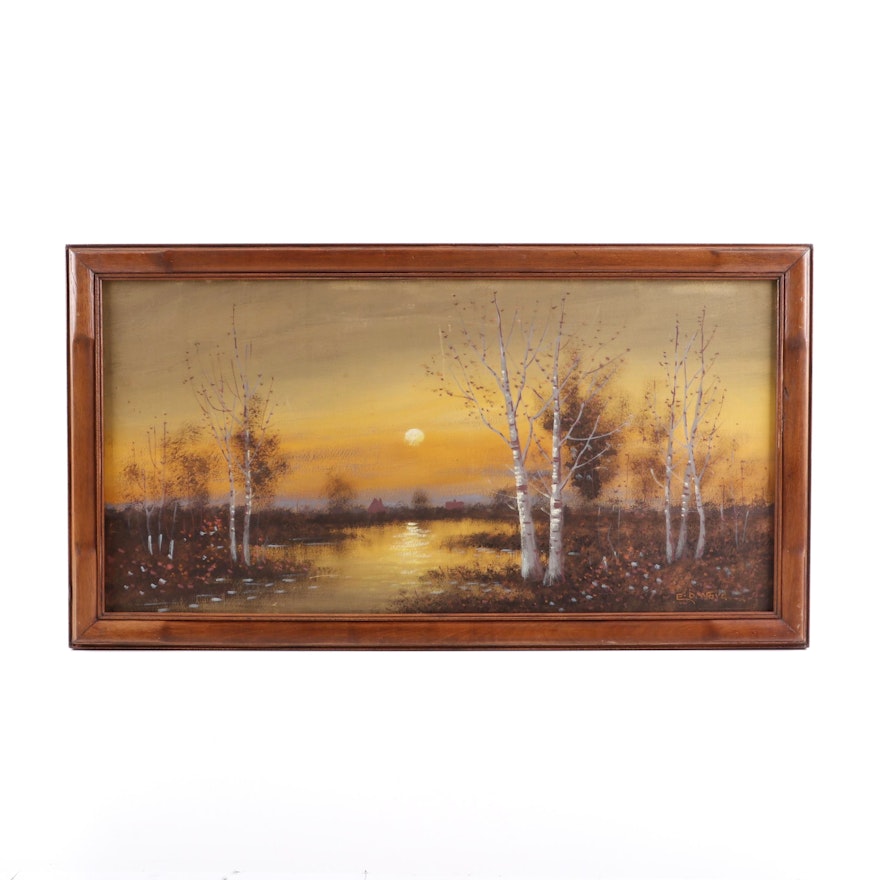 E.D. Wavel Sunset Landscape Acrylic Painting