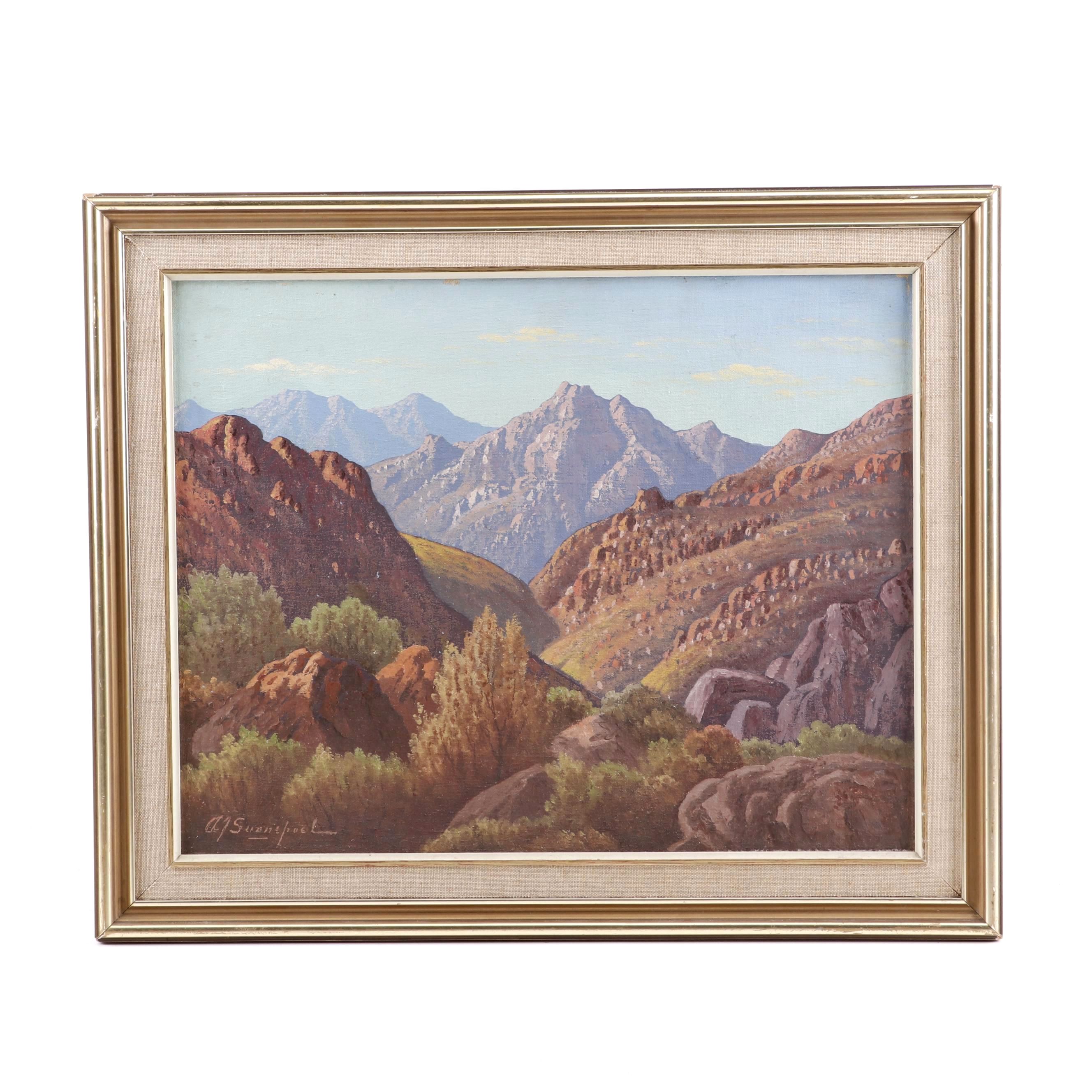 A.J. Swanepoel Landscape Oil Painting "Near Caledon - C.P."