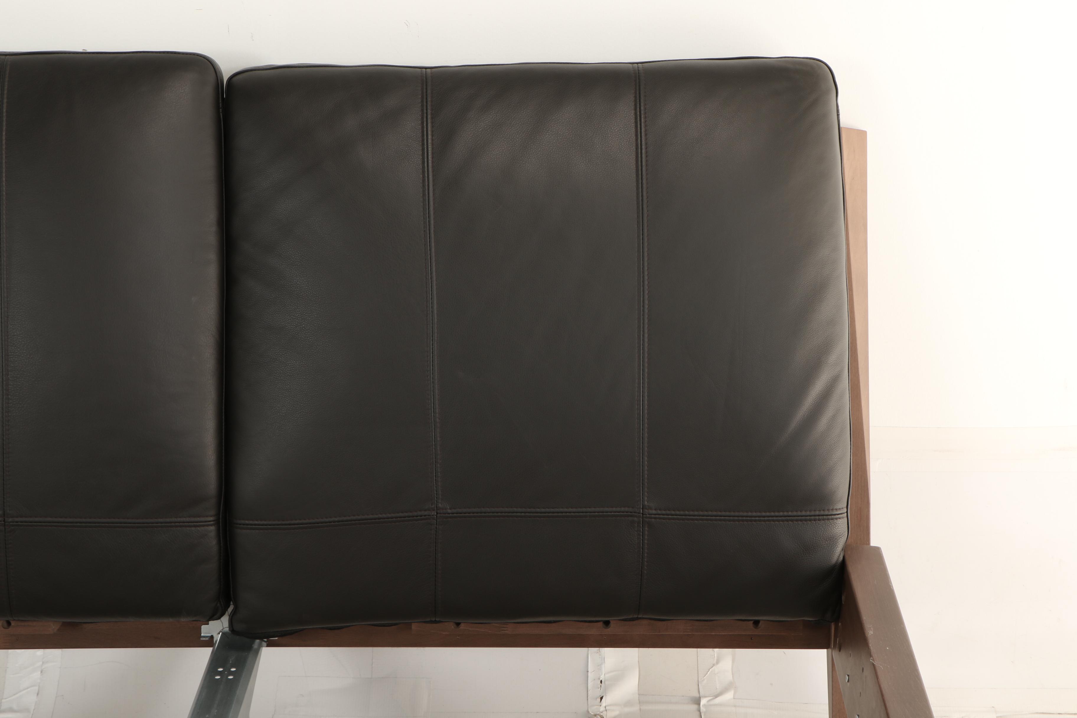 IKEA, "Stockholm" Ash and Leather Queen Size Bed Frame