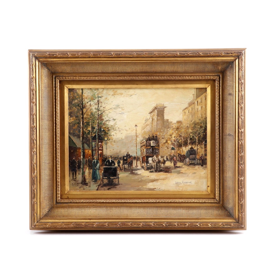 Evan Eugene Impressionist Style Oil Painting of a Street Scene