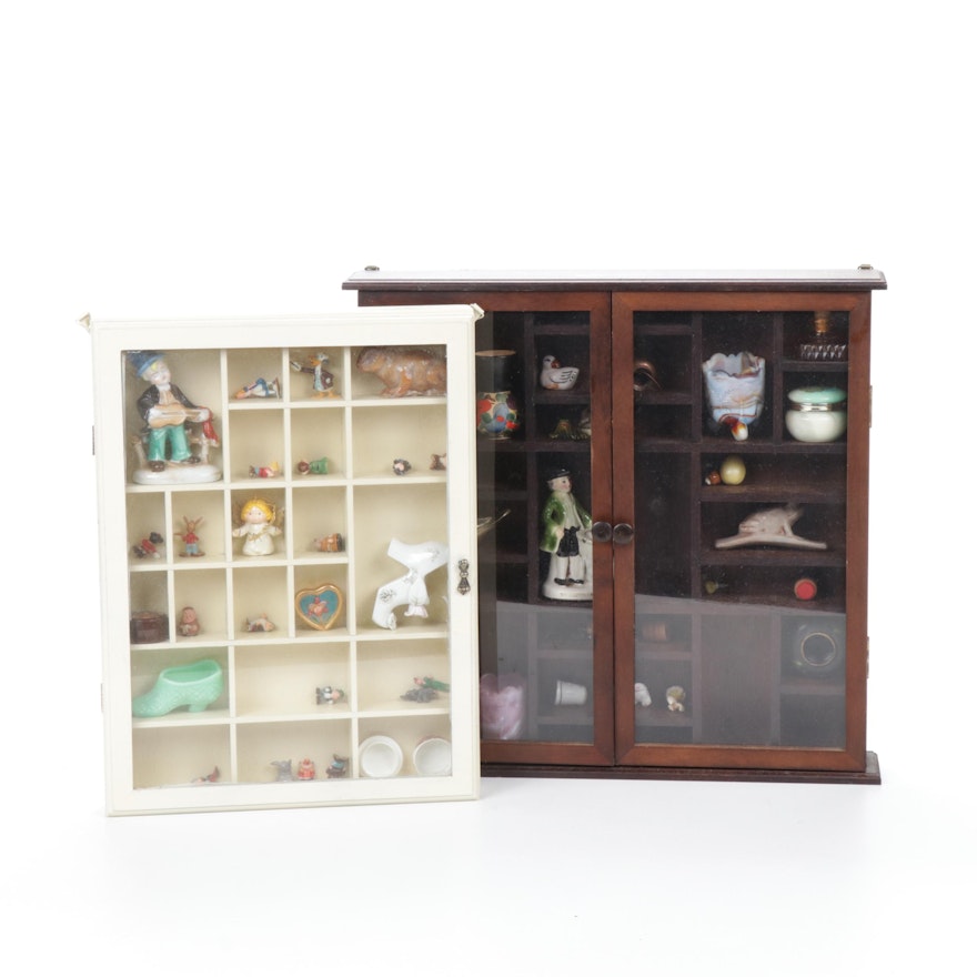 Eclectic Miniatures in Wall Display Cabinets