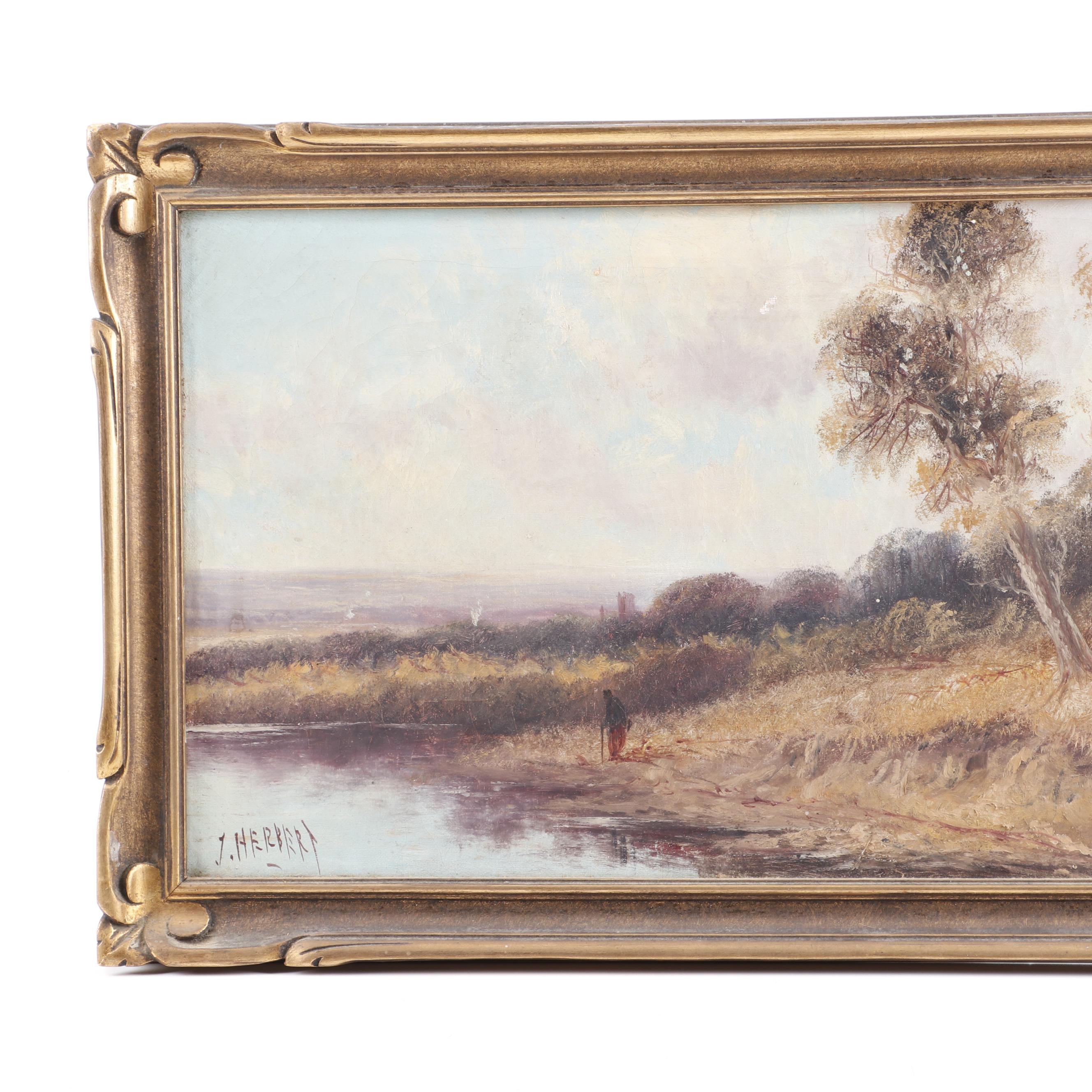 J. Herbert Late 19th Century Landscape Oil Painting