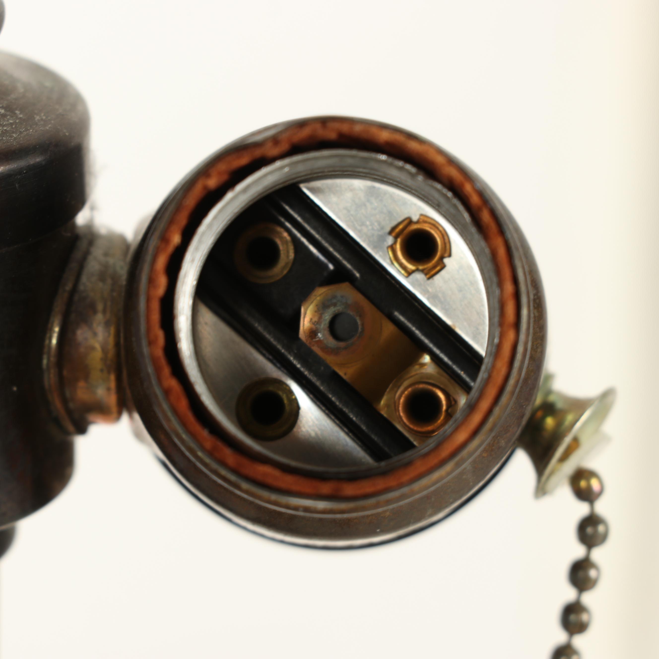 Thai Bronze Singha Guardian Lion Table Lamps with Silk Shades