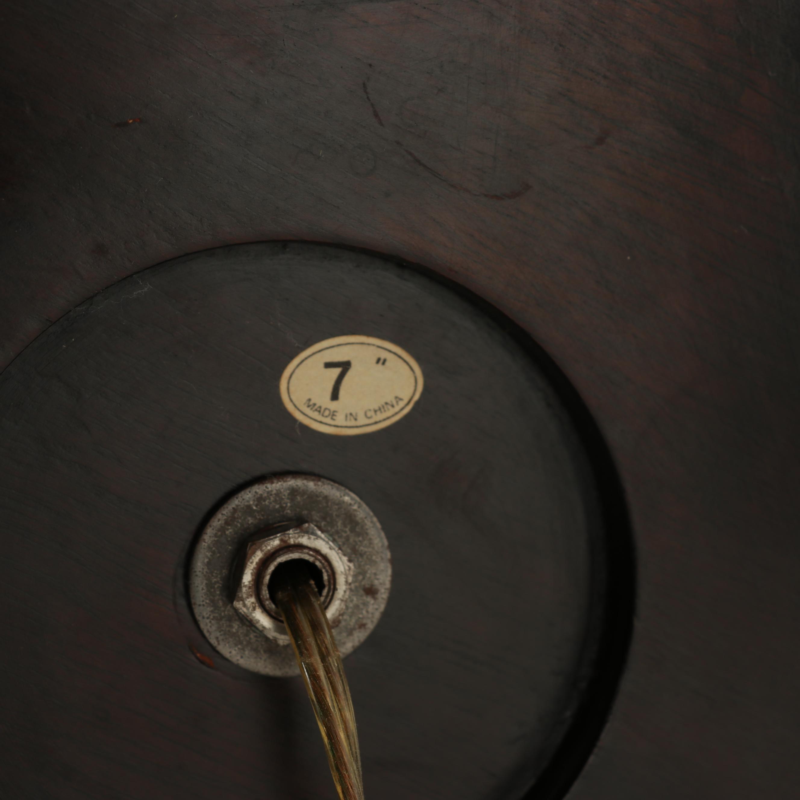 Thai Bronze Singha Guardian Lion Table Lamps with Silk Shades