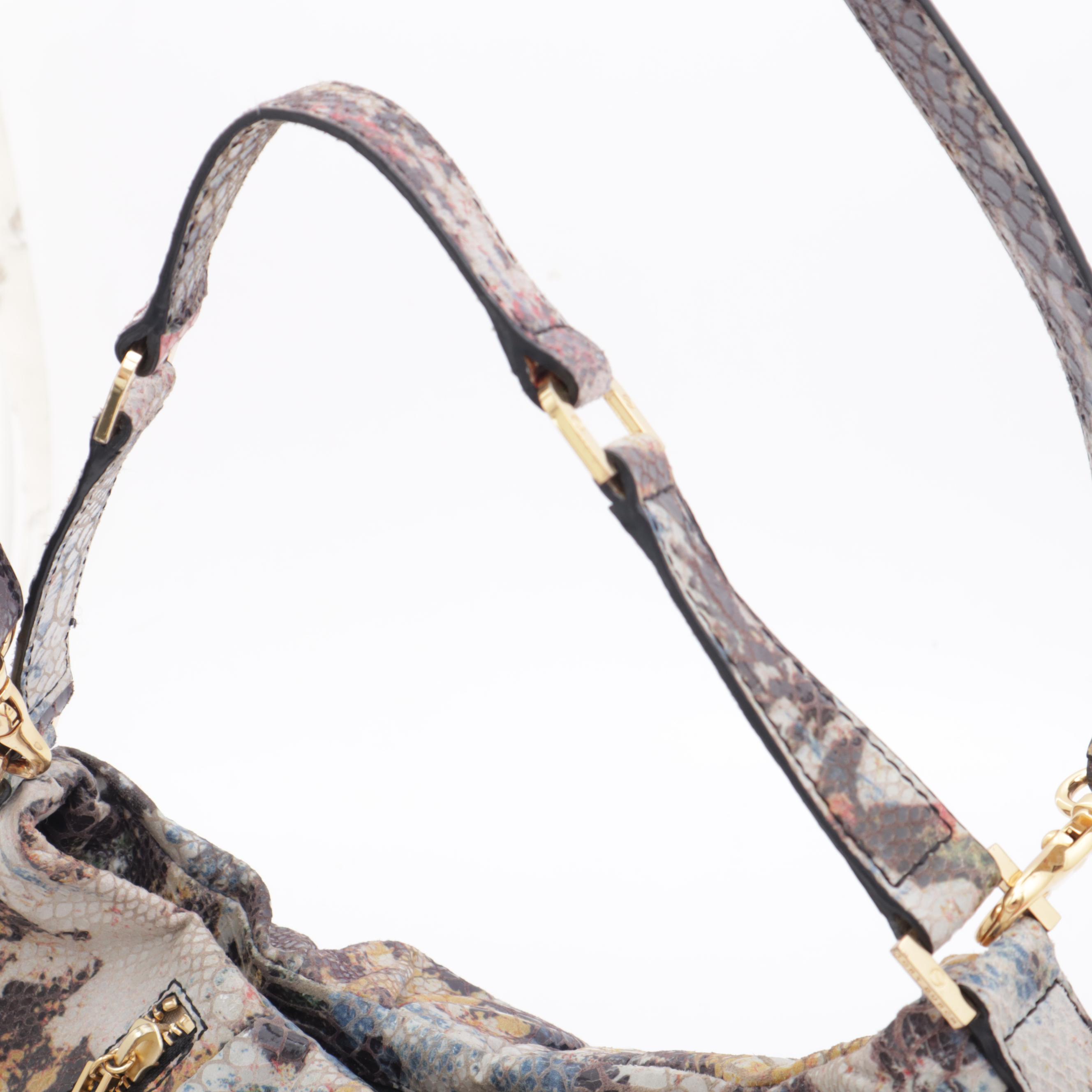 Tory Burch "Steffi" Multicolor Snakeskin Print Leather Hobo Handbag