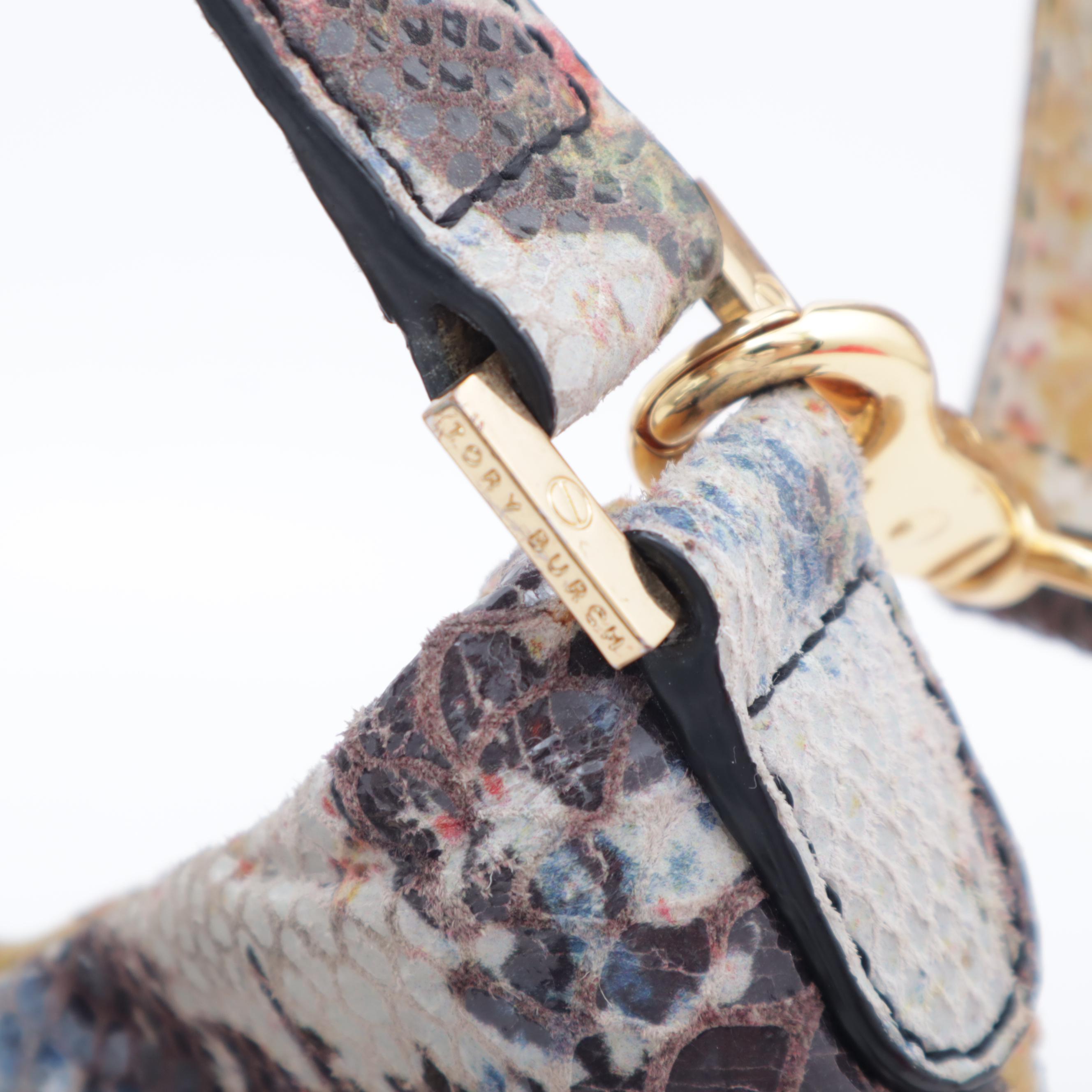 Tory Burch "Steffi" Multicolor Snakeskin Print Leather Hobo Handbag