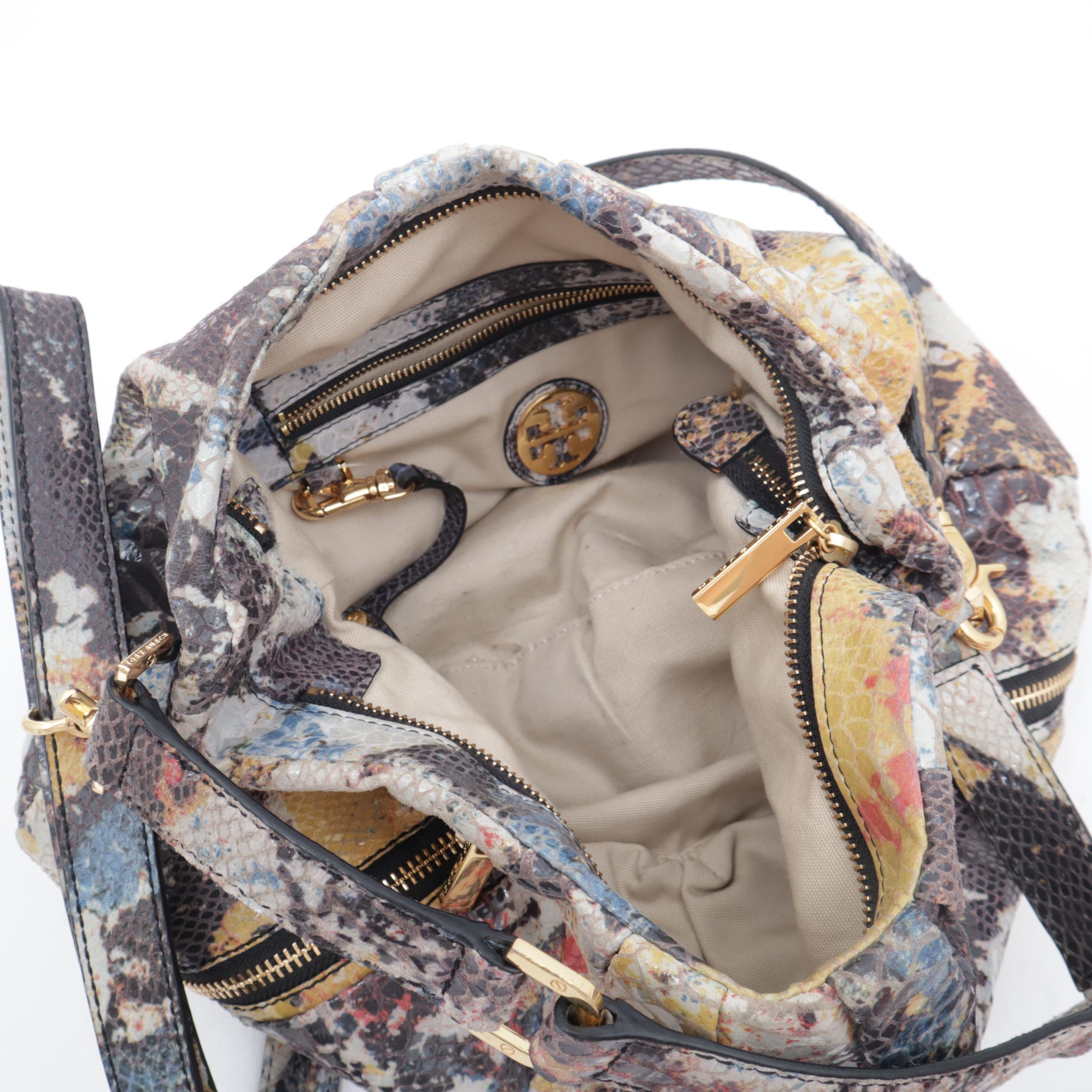 Tory Burch "Steffi" Multicolor Snakeskin Print Leather Hobo Handbag