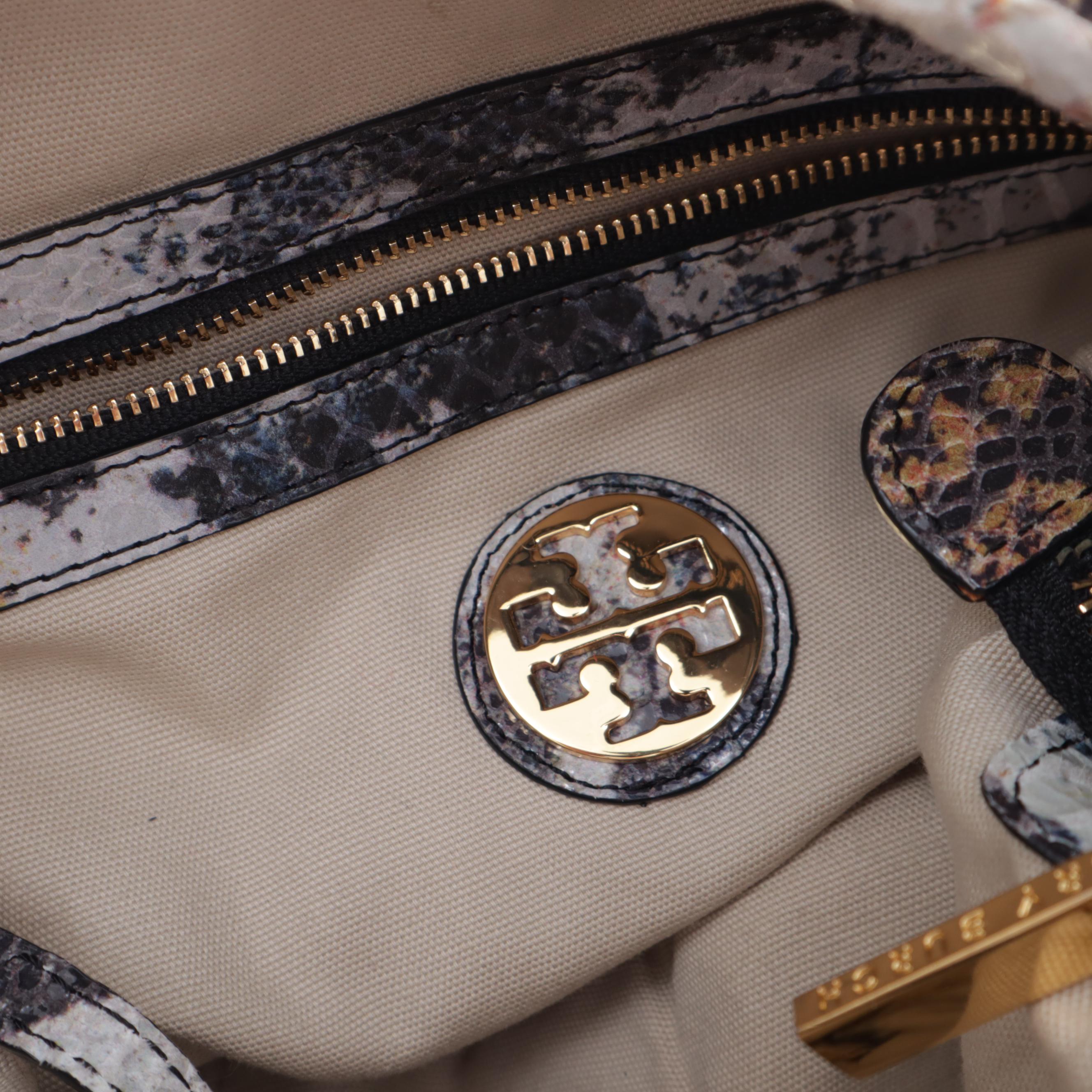 Tory Burch "Steffi" Multicolor Snakeskin Print Leather Hobo Handbag