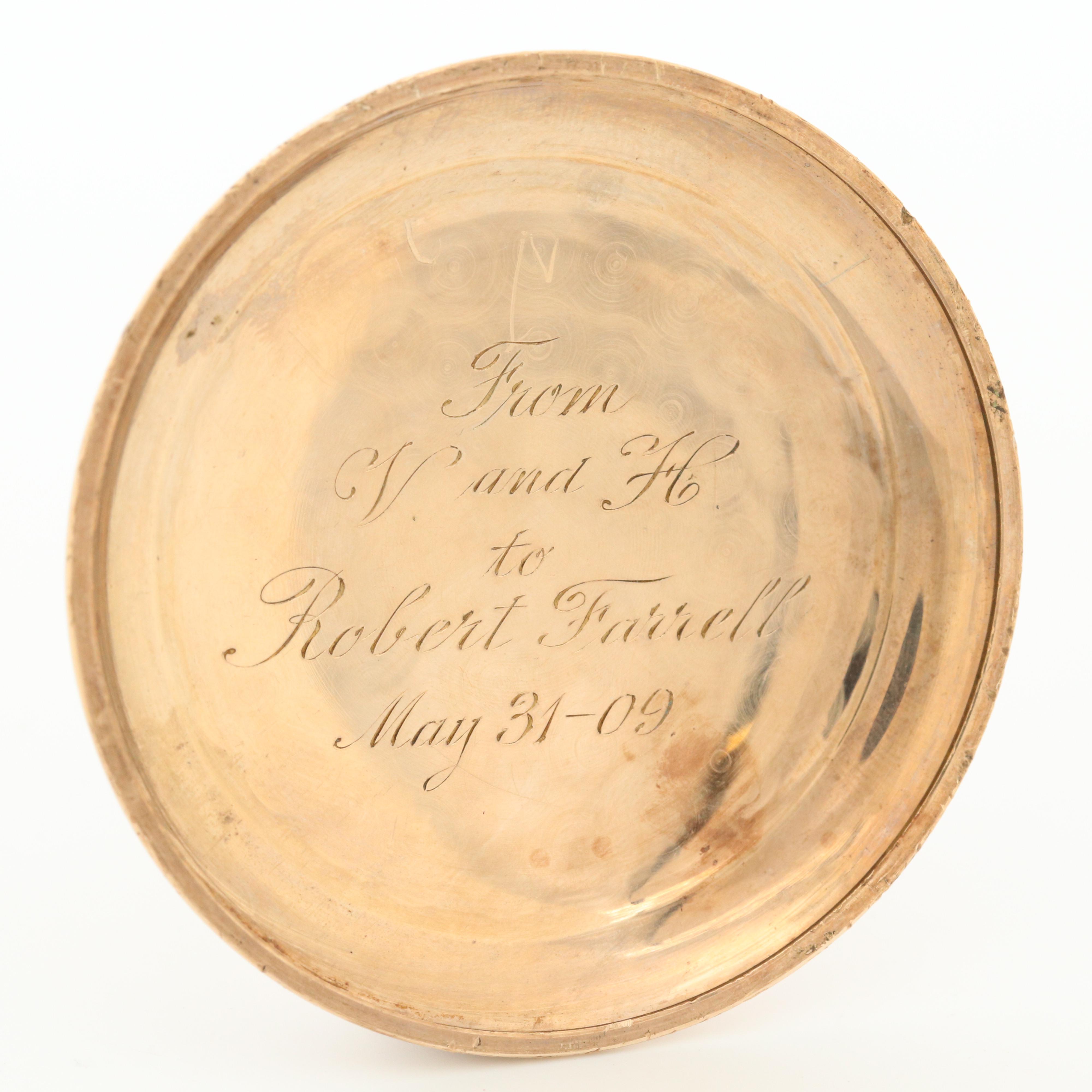 Antique Addison Gold Filled Open Face Pocket Watch, Circa 1909