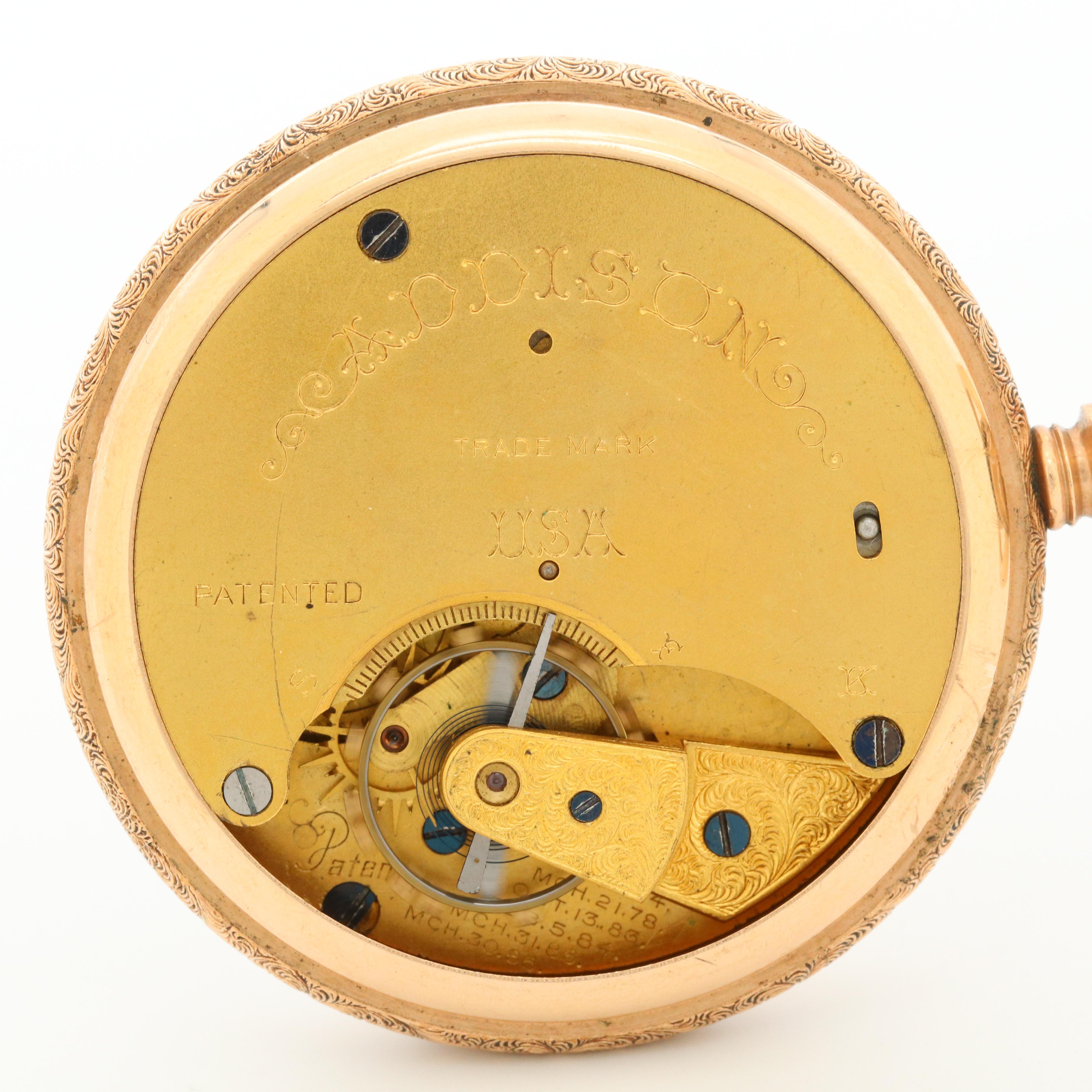 Antique Addison Gold Filled Open Face Pocket Watch, Circa 1909