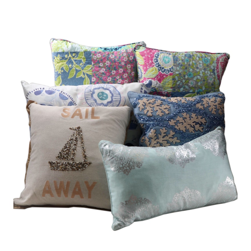 Decorative Pillow Grouping Featuring Marlo Lorenz and Bluebellgray