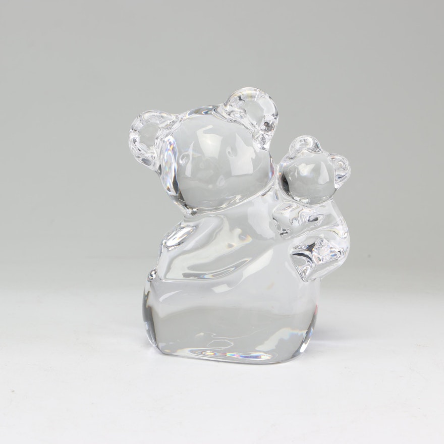 Orrefors Koala Bear and Cub Crystal Figurine