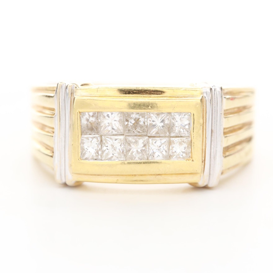 18K Yellow and White Gold 1.00 CTW Diamond Ring