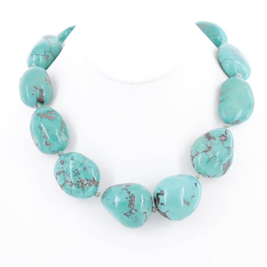 Sterling Silver Turquoise Knotted Necklace
